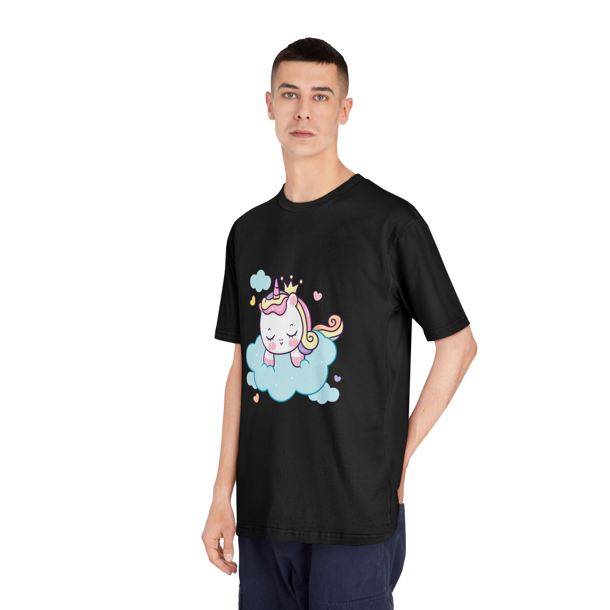 Cute Unicorn Princess Cartoon Sleep Cloud Kawaii Clipart Unisex Classic Crewneck T Shirt - Image 8