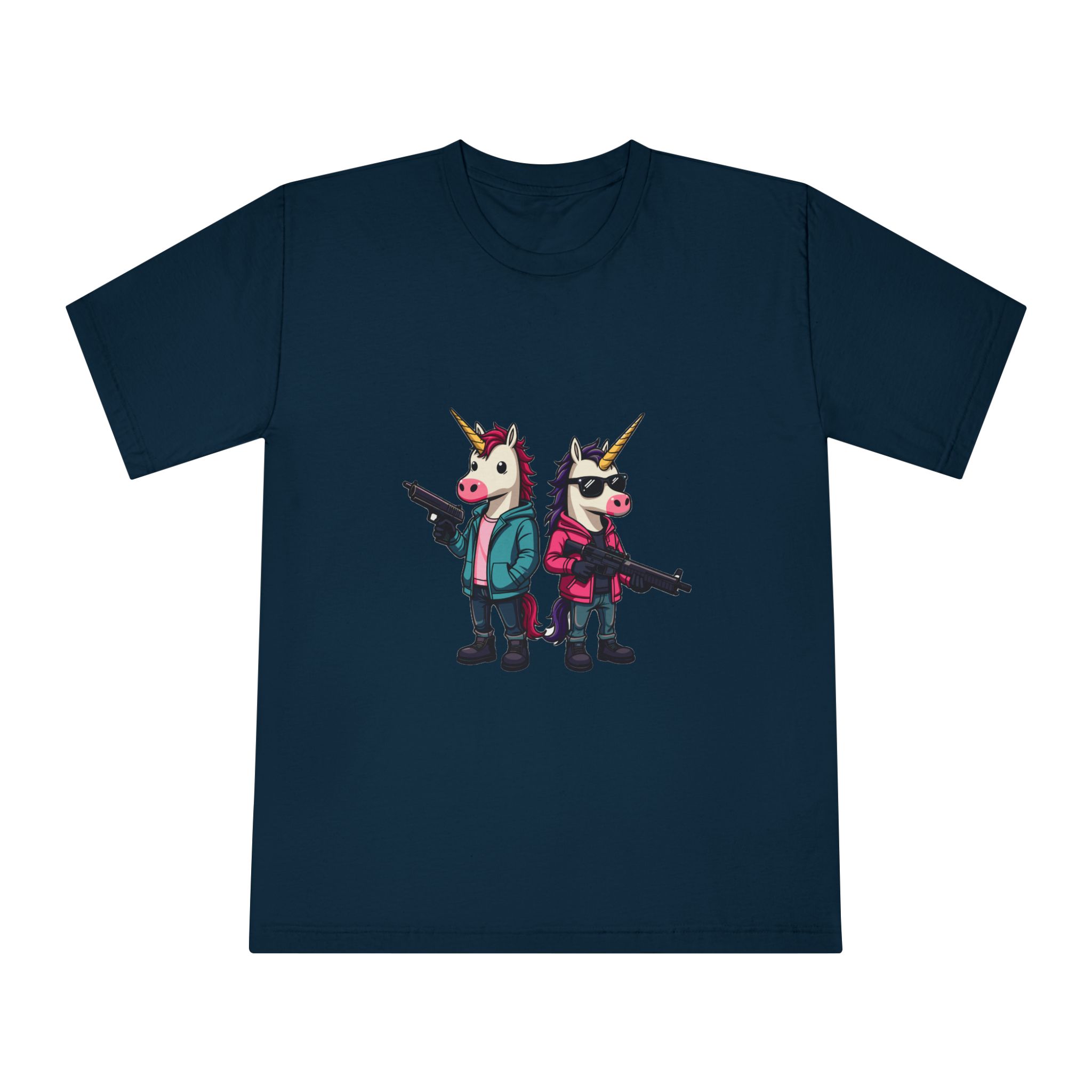Two Unicorns With Horns Horns Standing Each Other Unisex Classic Crewneck T Shirt - Image 17