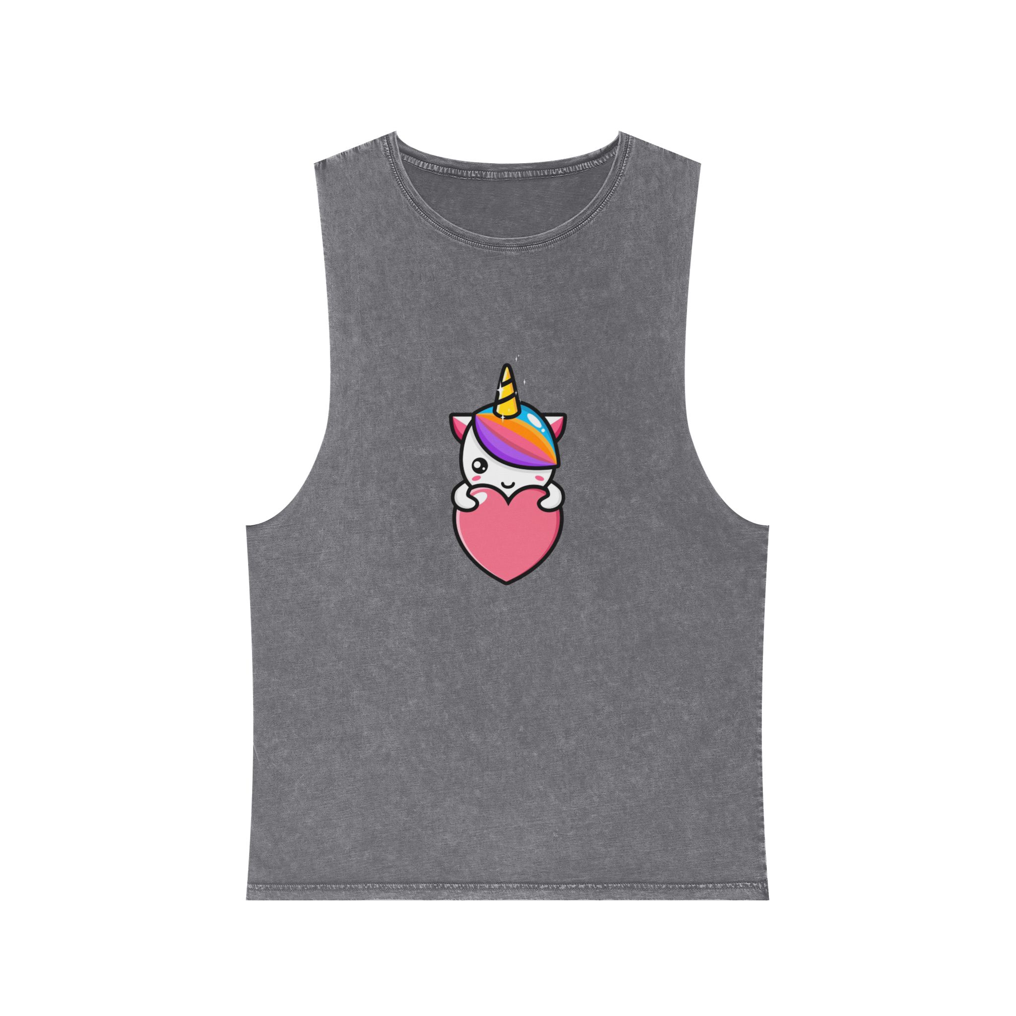 Cute Unicorn Mascot Design (7) Unisex Stonewash Tank Top - Image 9