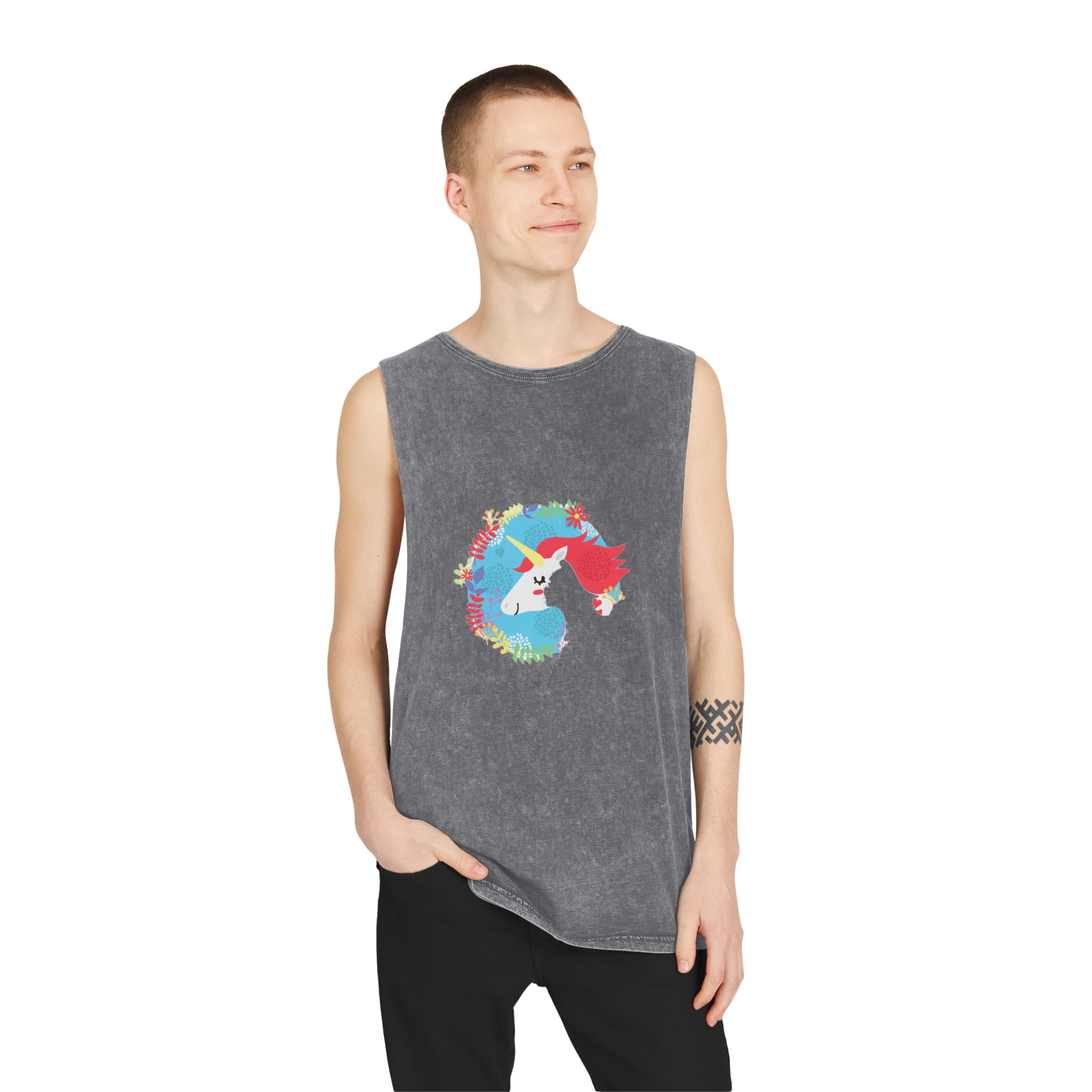 Unicorn V62 Unisex Stonewash Tank Top - Image 11