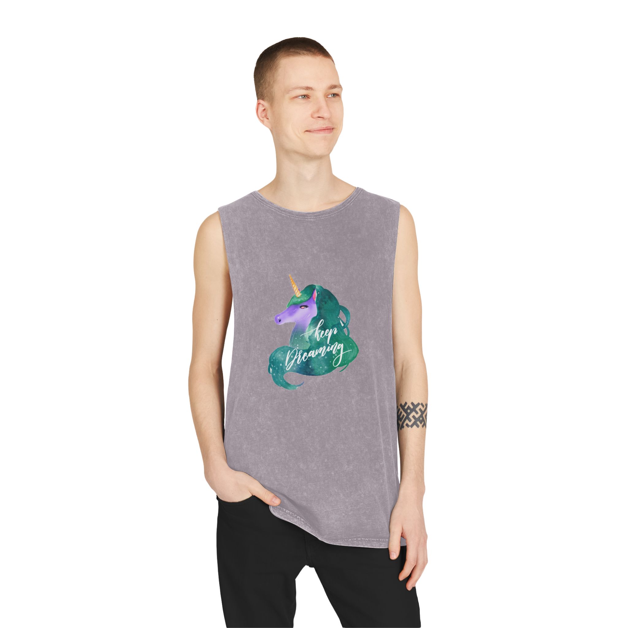 Unicorn V47 Unisex Stonewash Tank Top - Image 19