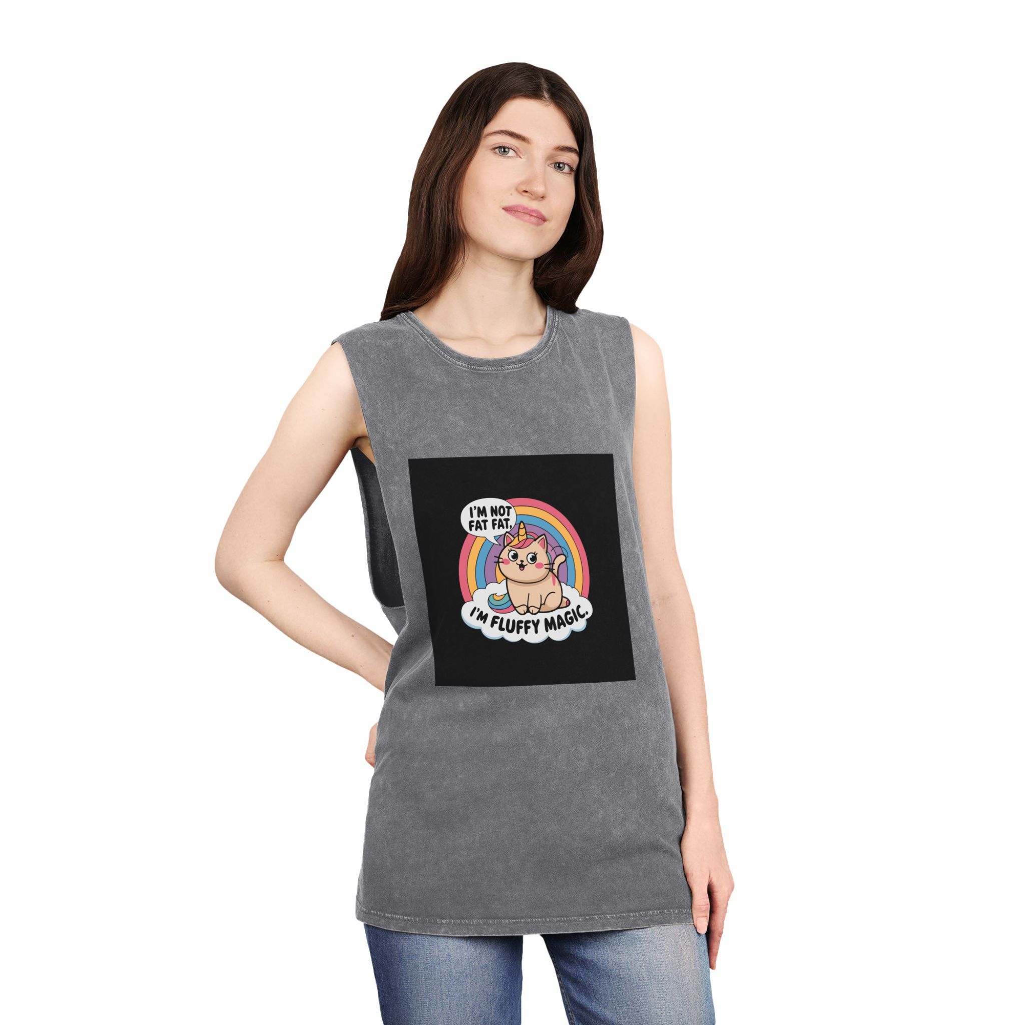 I'm Not Fat Unisex Stonewash Tank Top - Image 12