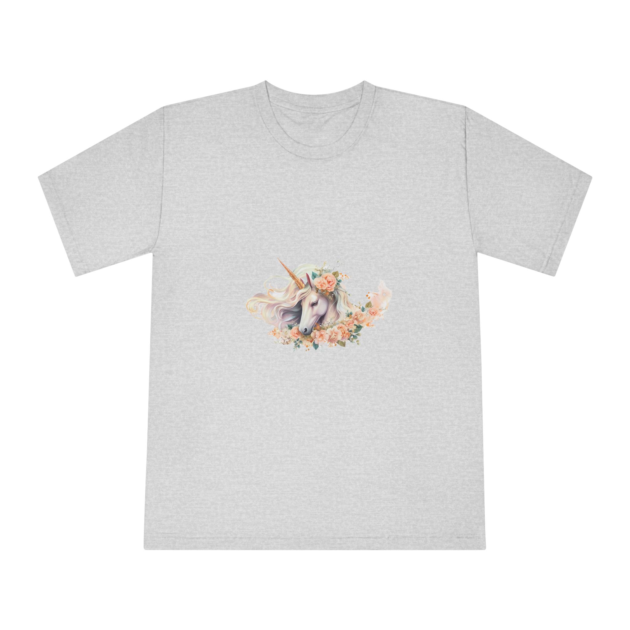 Beautiful Unicorn Card Template With Floral Wreath Generative Ai Unisex Classic Crewneck T Shirt - Image 13