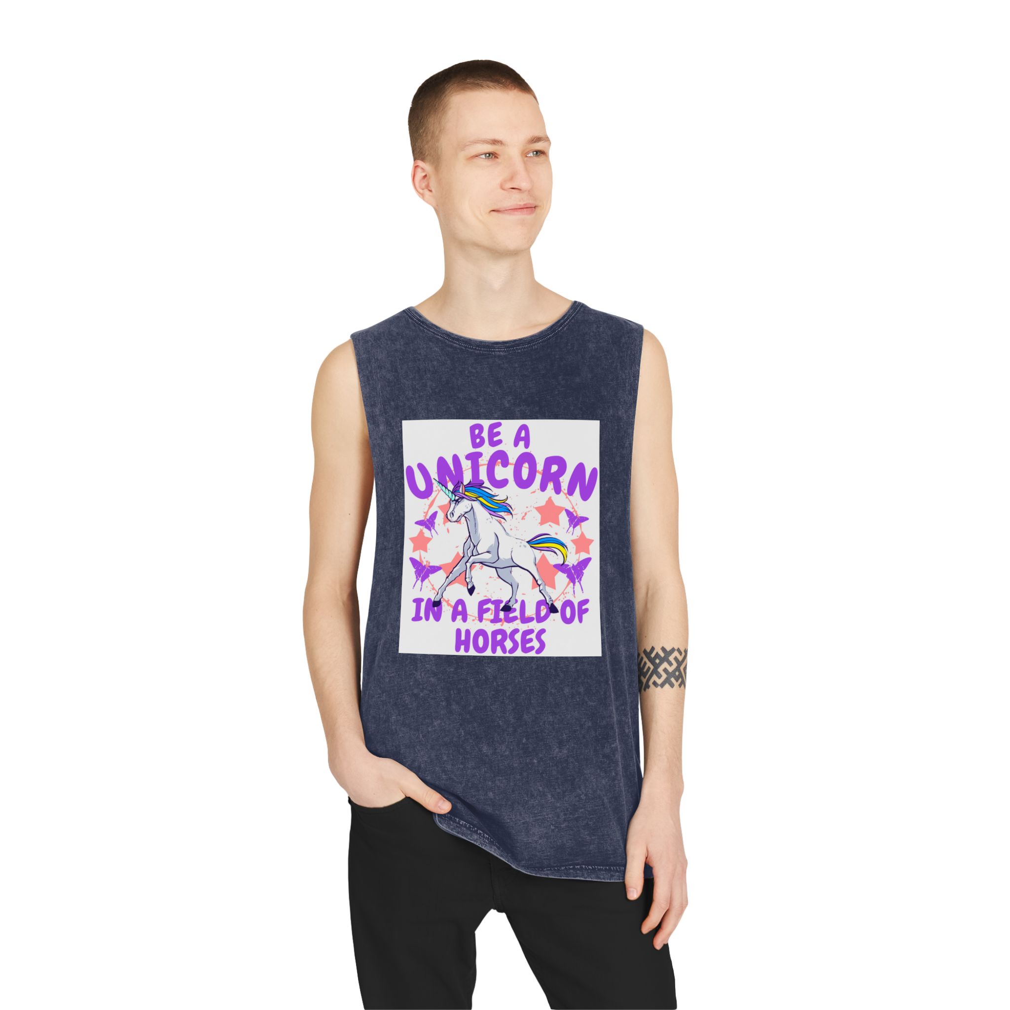 Be Unicorn Unisex Stonewash Tank Top - Image 15
