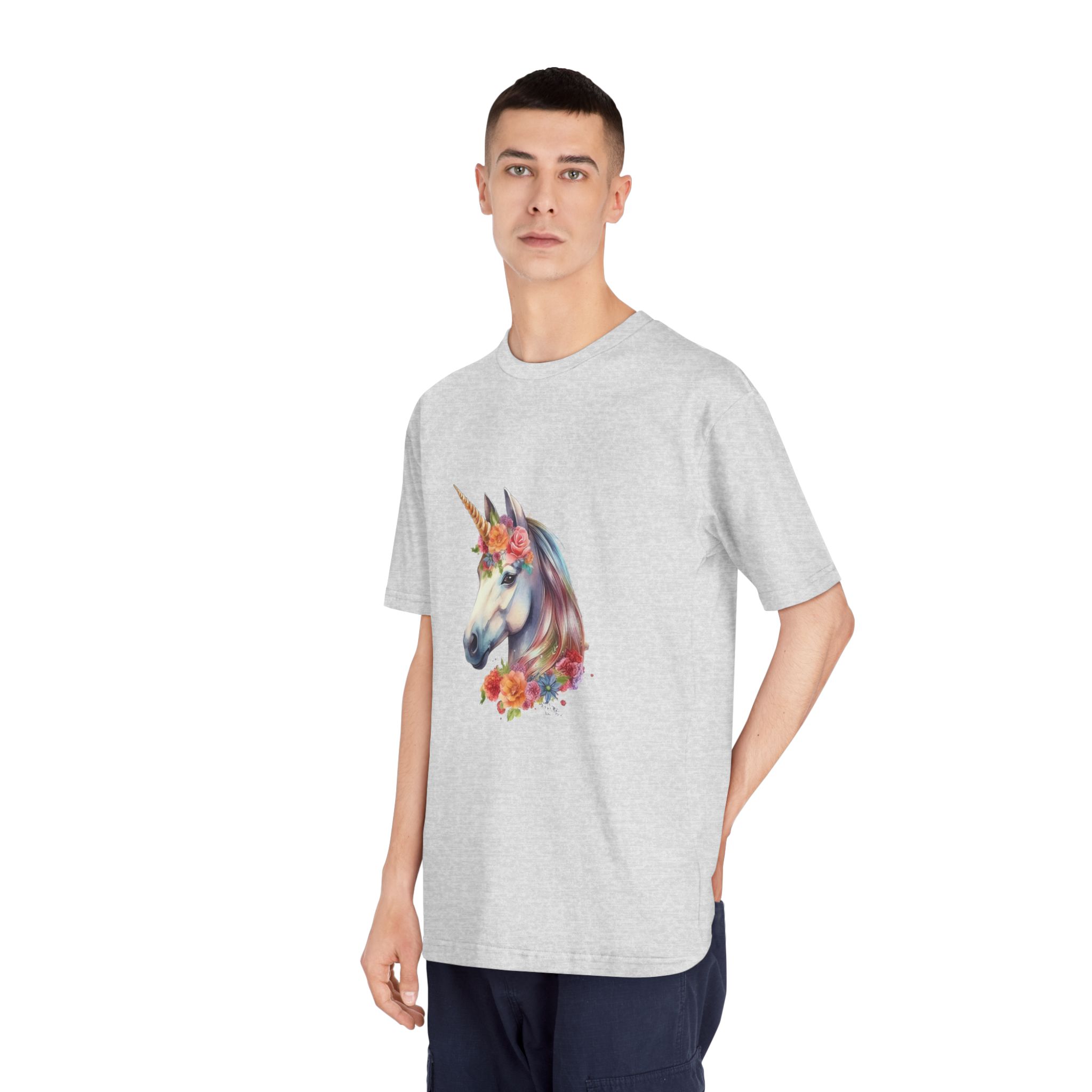 Watercolor Unicorn With Floral Crown Fotor Bg Remover 2023120317822 Unisex Classic Crewneck T Shirt - Image 16