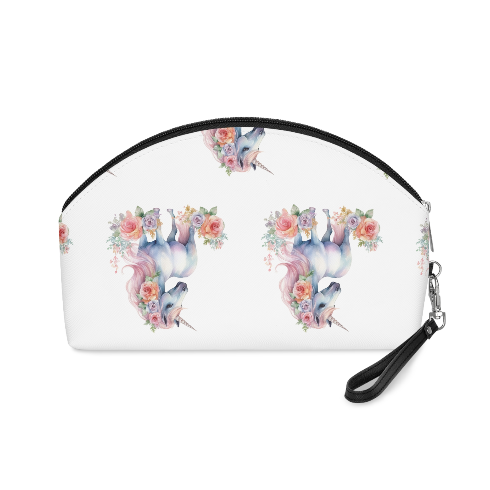 There Is Unicorn With Long Mane Flowers It Generative Ai Makeup Bag - Image 2