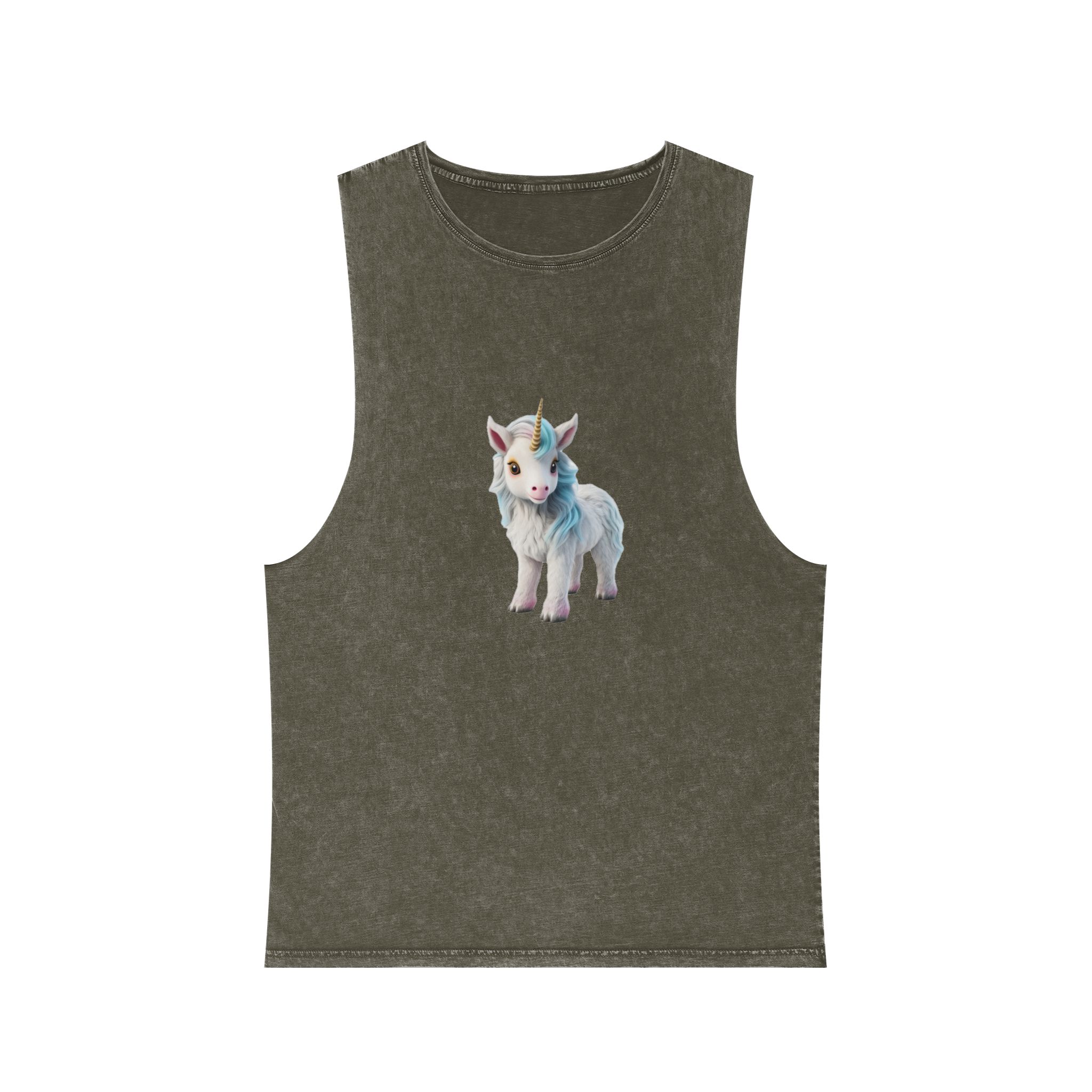 Colorful Cartoon Animated 3d Unicorn Children (7) Unisex Stonewash Tank Top - Image 5