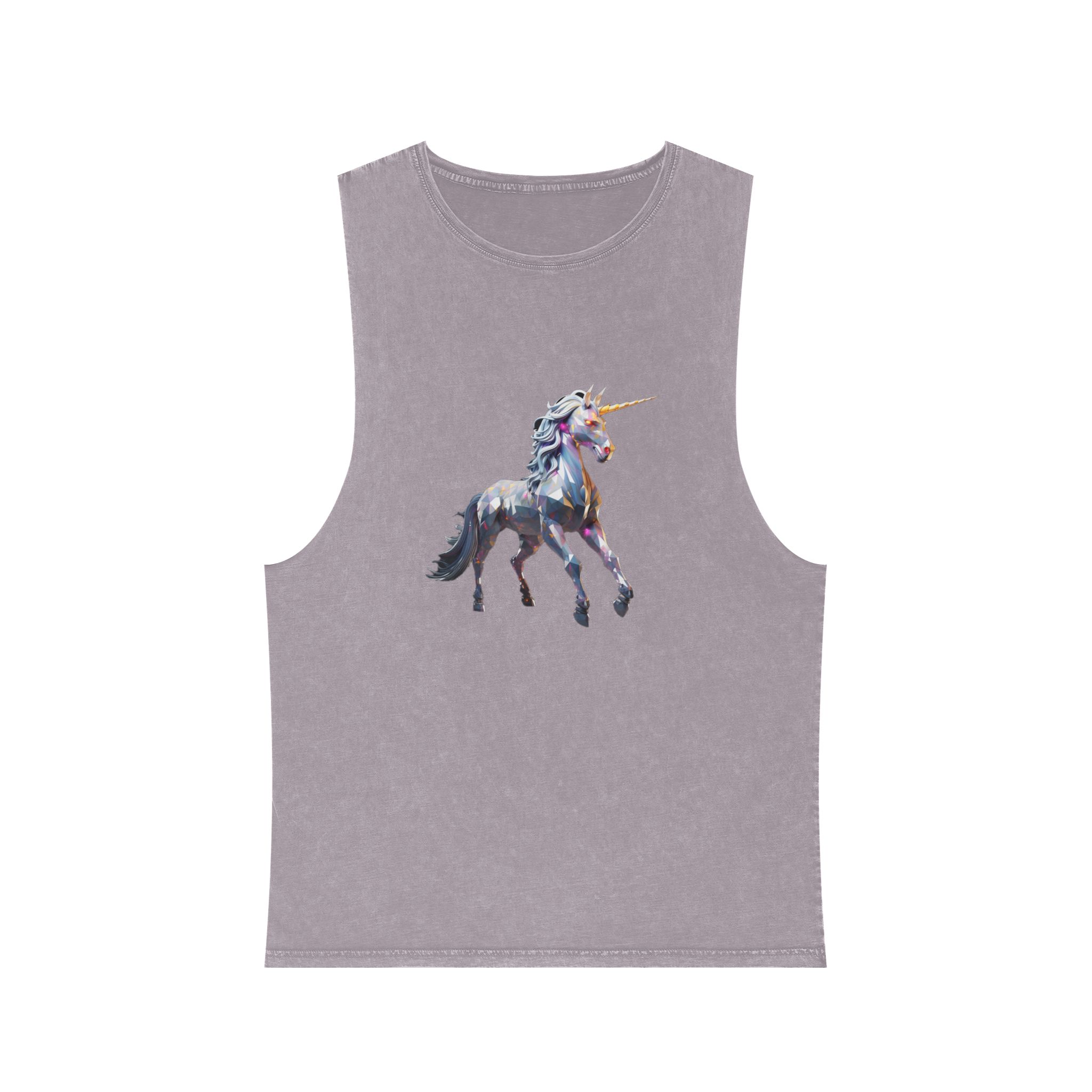 Mythical Unicorn Poly Style Unisex Stonewash Tank Top - Image 17