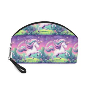 Beautiful Unicorn Running Magical Meadow Unicorn Background Images Whimsical Unicorn (12) Makeup Bag