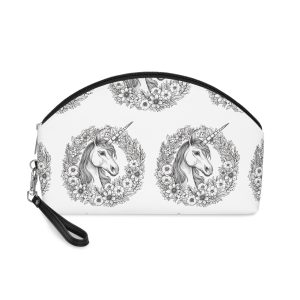 Unicorn With Horn Flowers Wreath Generative Ai Makeup Bag
