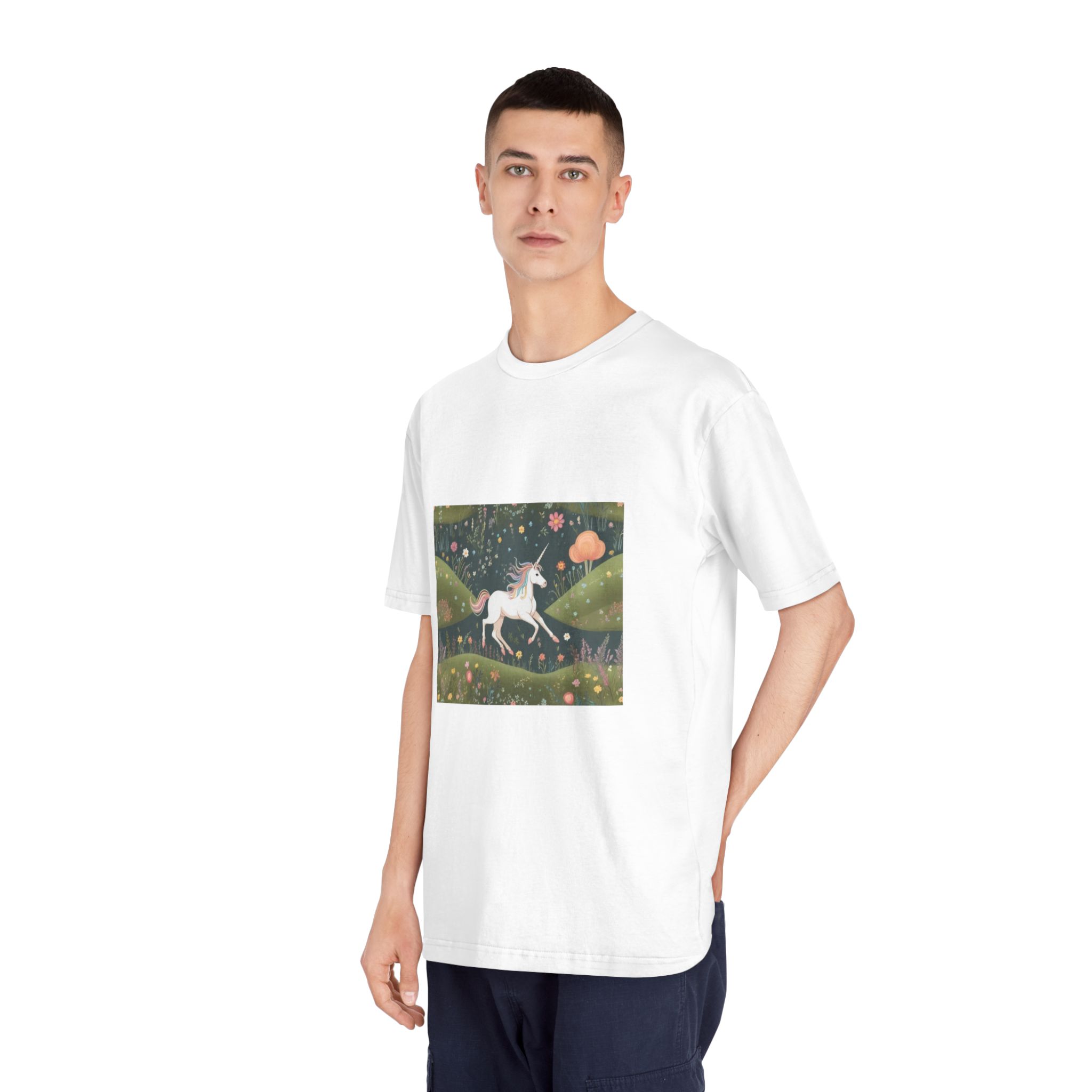 Beautiful Unicorn Running Magical Meadow Unicorn Background Images Whimsical Unicorn (53) Unisex Classic Crewneck T Shirt - Image 4