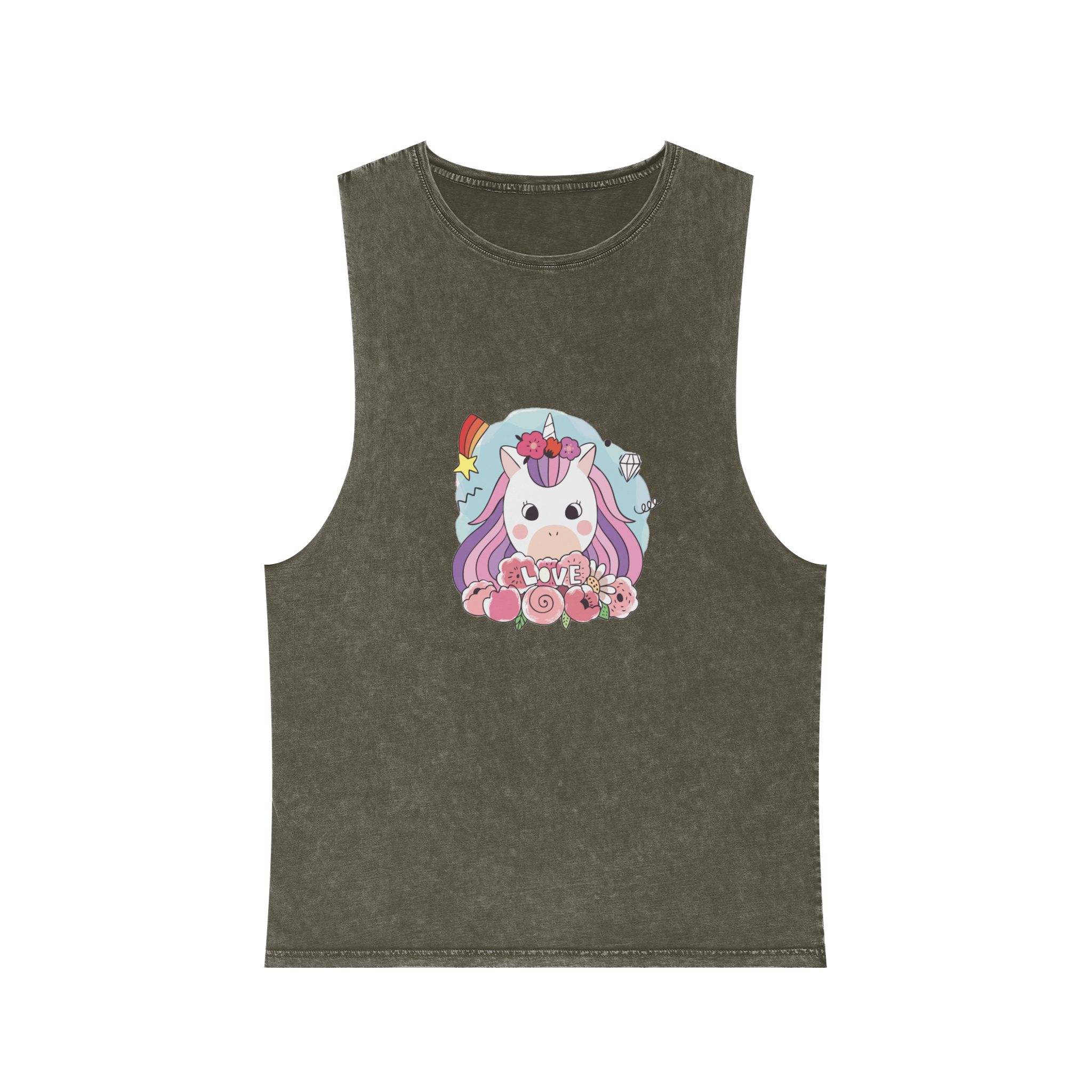 Love Unicorn Unisex Stonewash Tank Top - Image 5