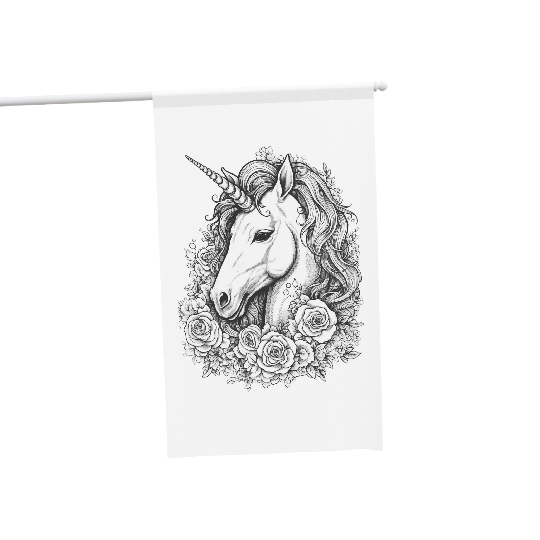 Unicorn With Roses Roses Around It Generative Ai House Banner - Image 3