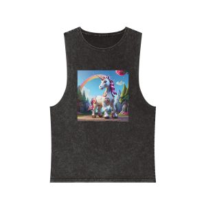 Animated Unicorn Children Generated By Ai (7) Unisex Stonewash Tank Top