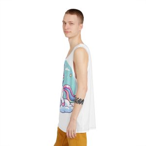 Cartoon Unicorn With Rainbow Its Tail Mens Tank Aop