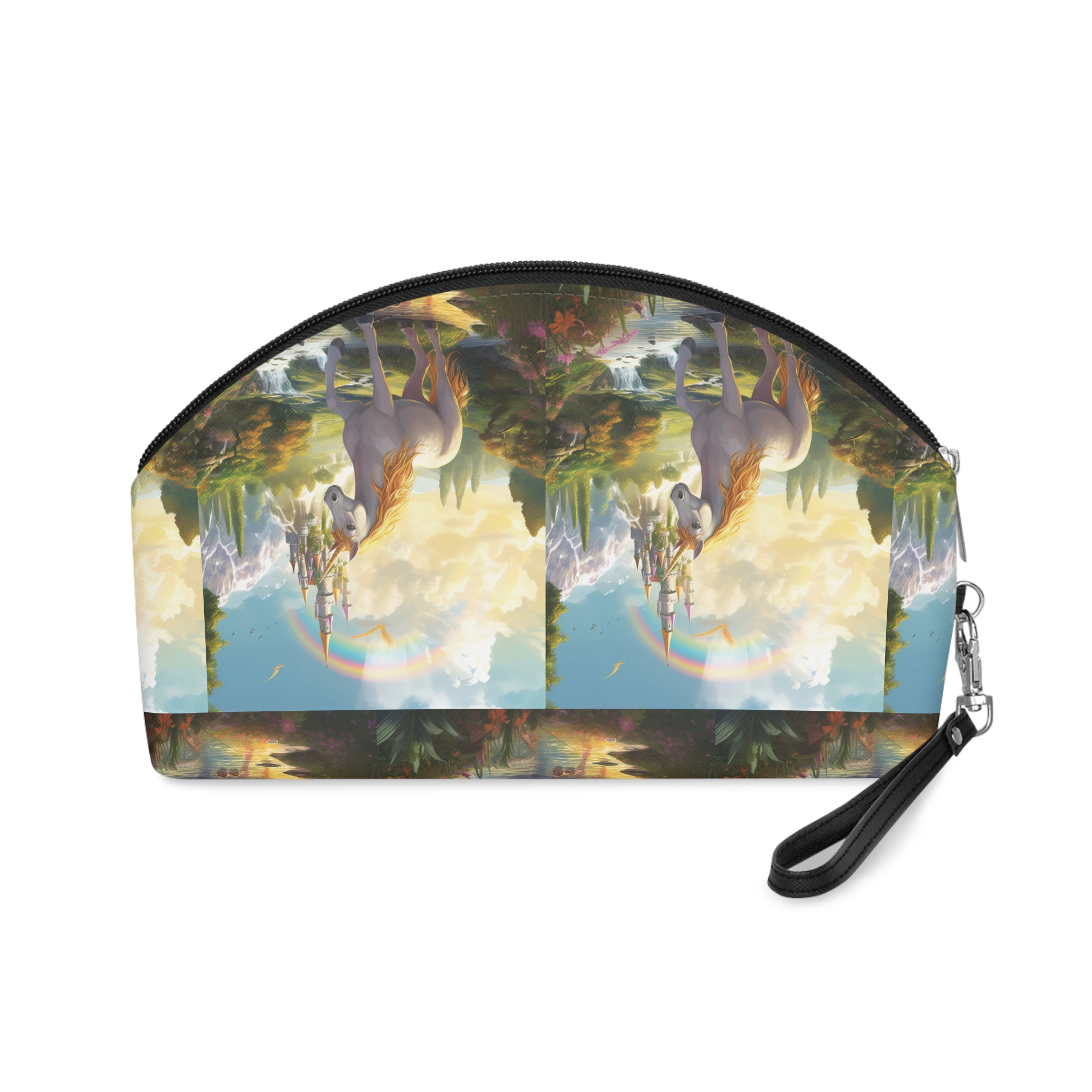 Painting Unicorn Fantasy Setting With Castle Background Generative Ai Makeup Bag - Image 2