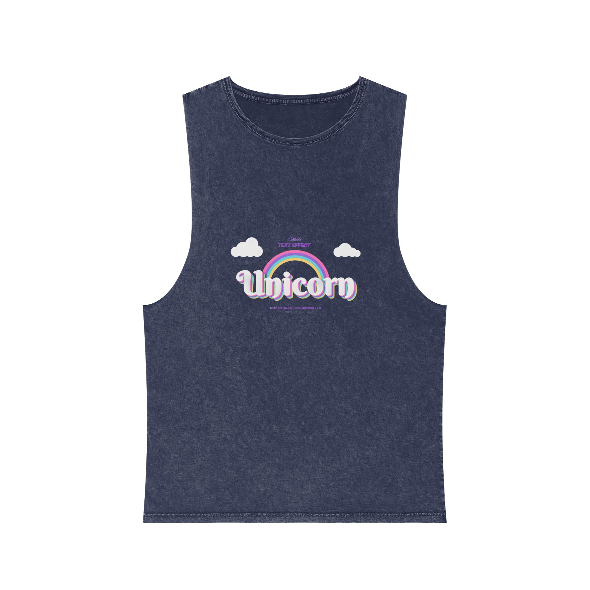 Cute Unicorn Editable Text Effect Unisex Stonewash Tank Top - Image 13