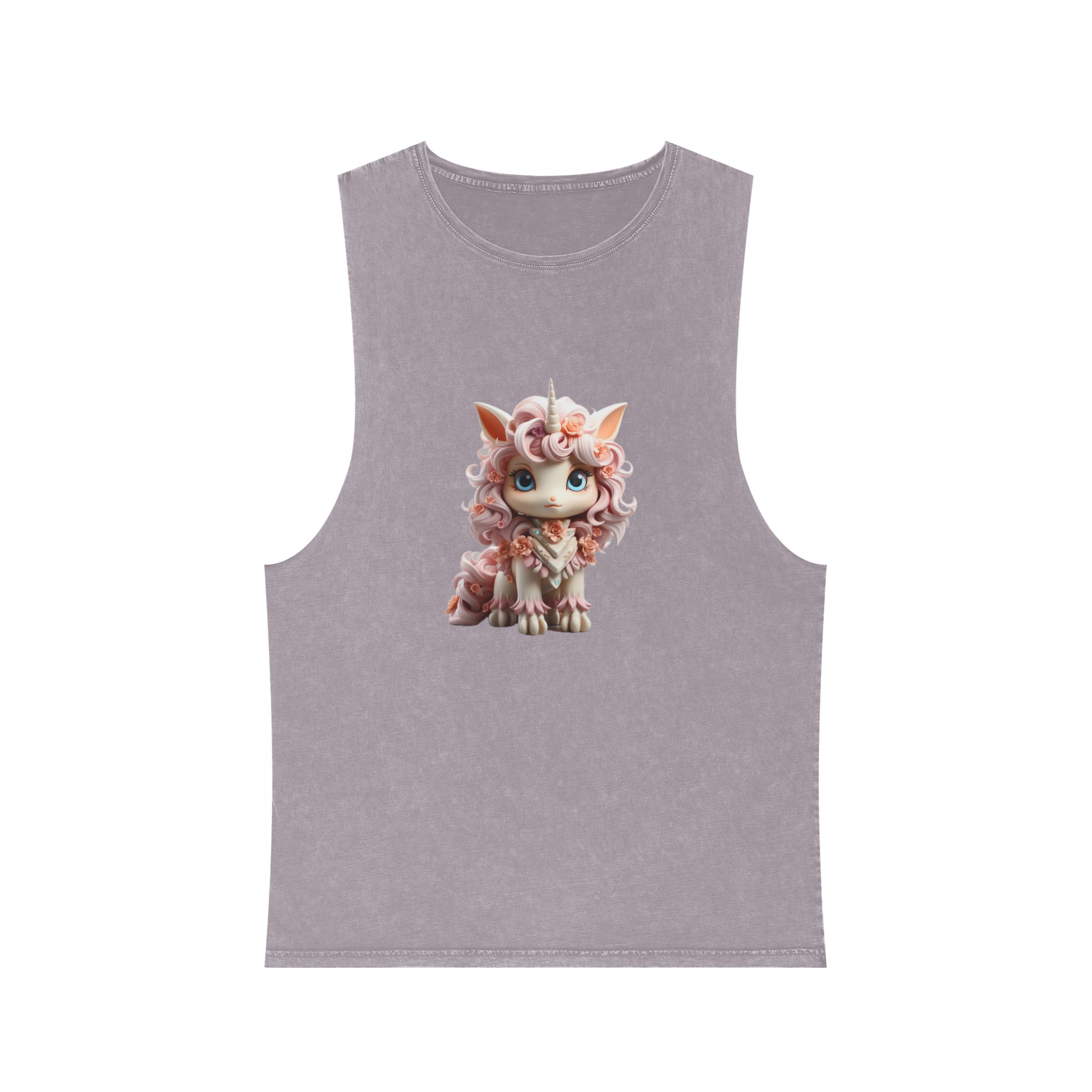 There Is Small Toy Unicorn With Pink Hair Generative Ai Unisex Stonewash Tank Top - Image 17