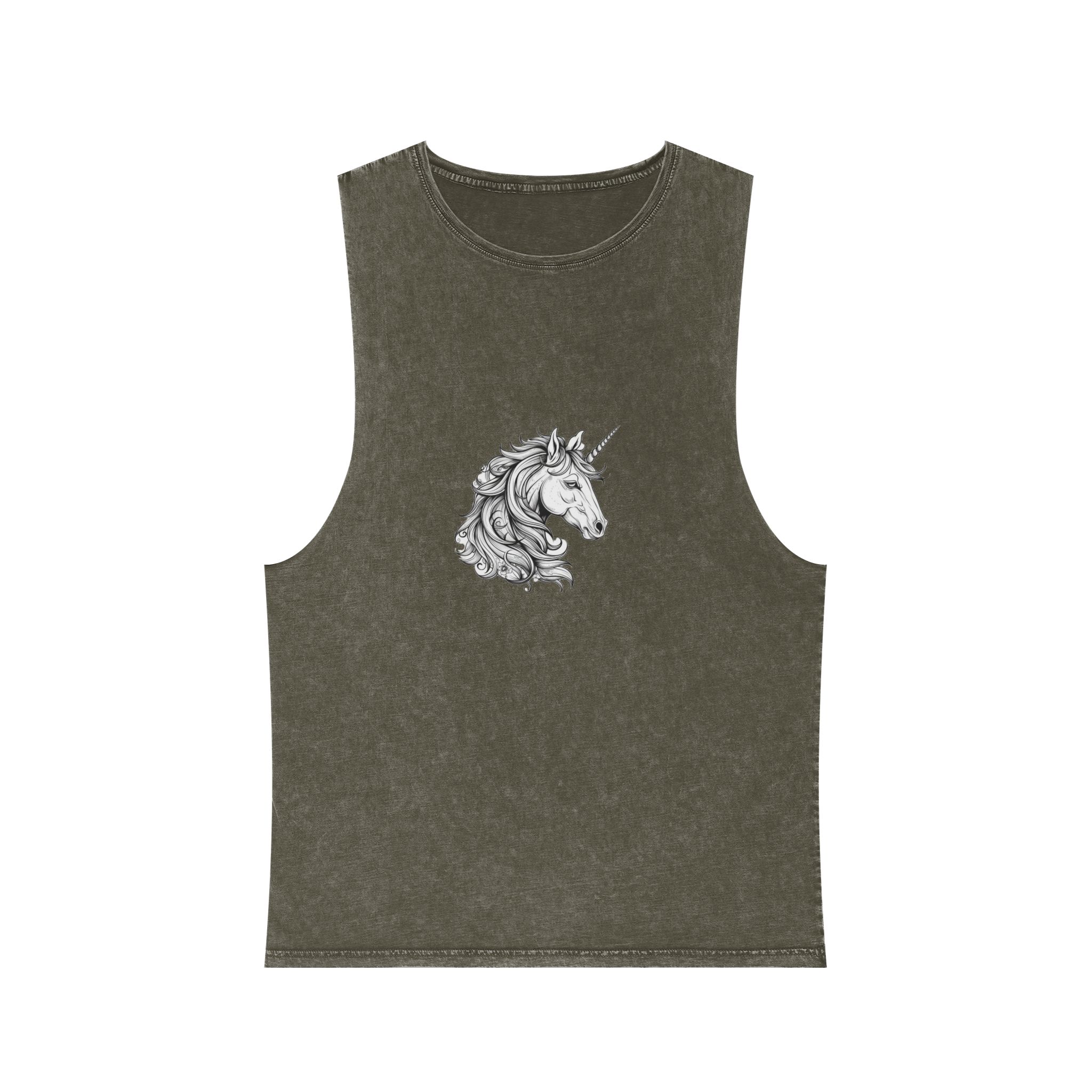 Cute Unicorn Animation Line Drawing Black White Create Greeting Cards Coloring Books Po Copy Unisex Stonewash Tank Top - Image 5