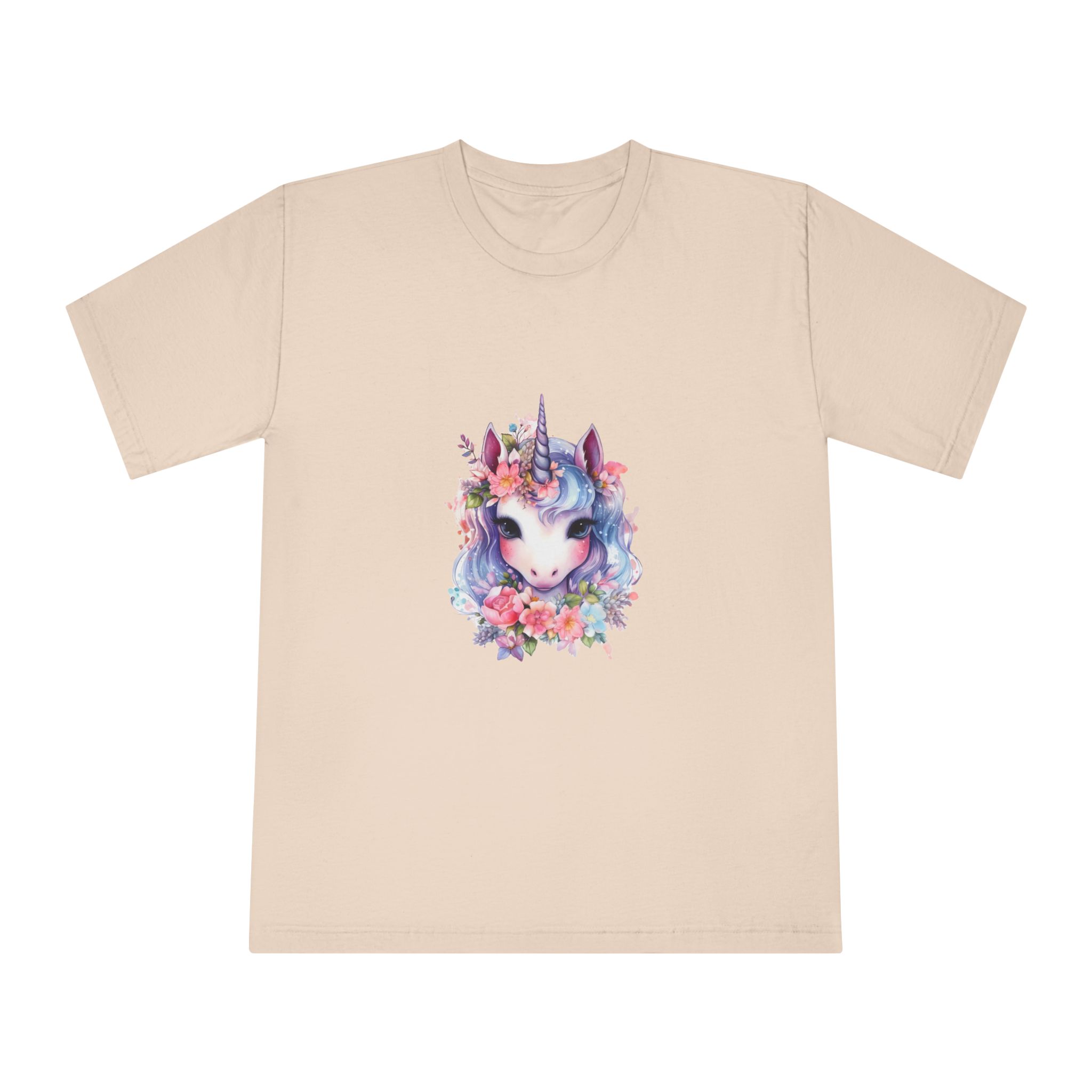 Cute Colorful Magic Unicorn With Flowers Watercolor Style (1) Copy Unisex Classic Crewneck T Shirt - Image 9