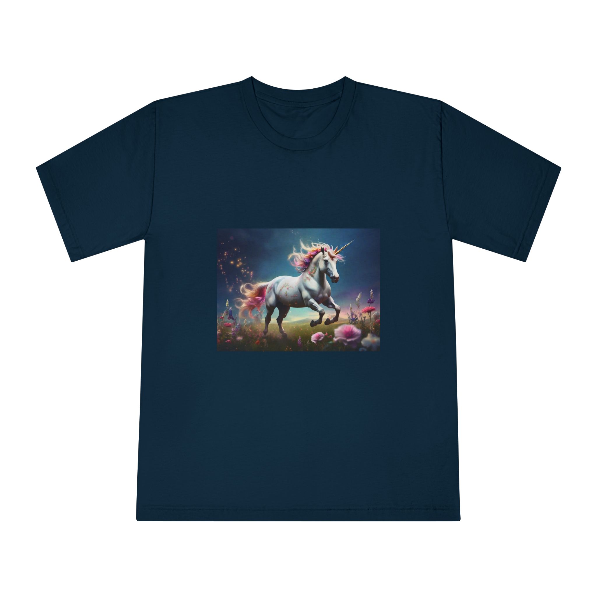 Beautiful Unicorn Running Magical Meadow Unicorn Background Images Whimsical Unicorn (18) Unisex Classic Crewneck T Shirt - Image 17