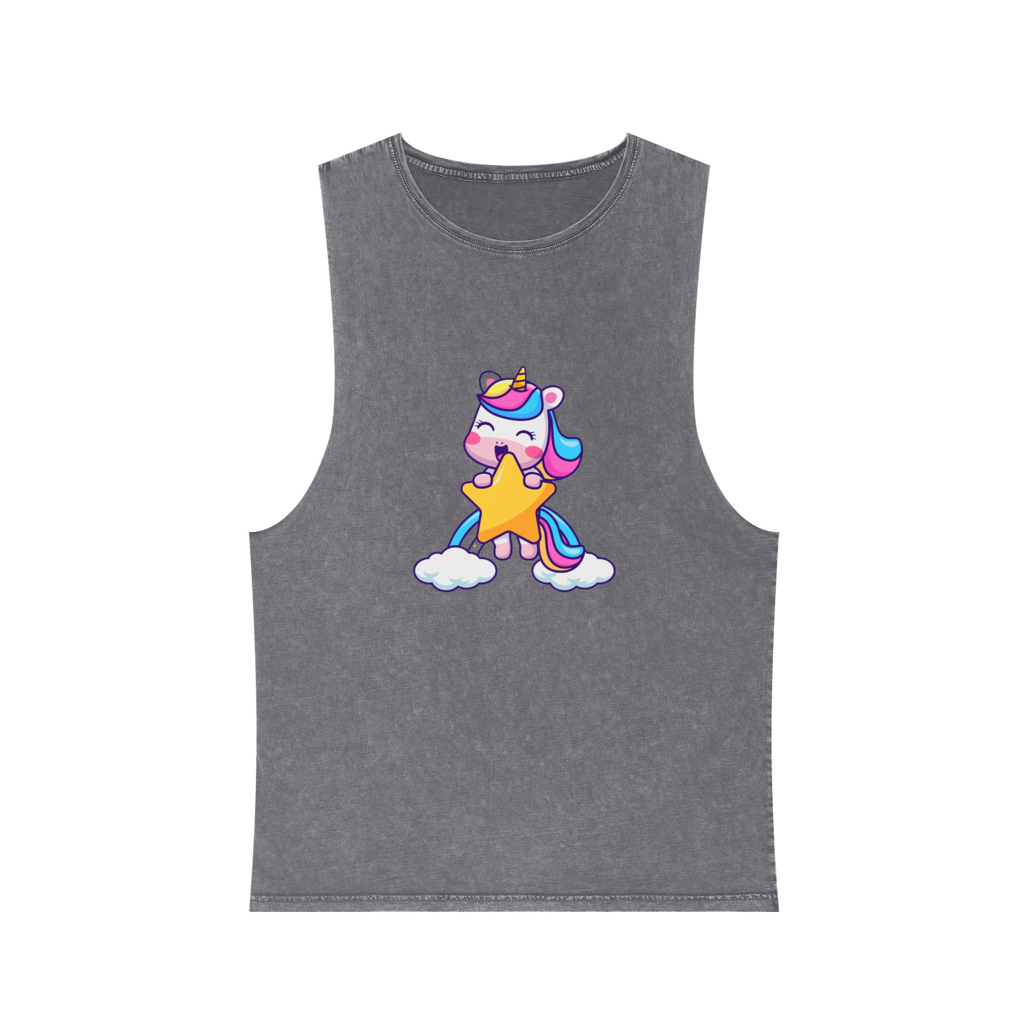 Cute Unicorn Double Star Unisex Stonewash Tank Top - Image 9