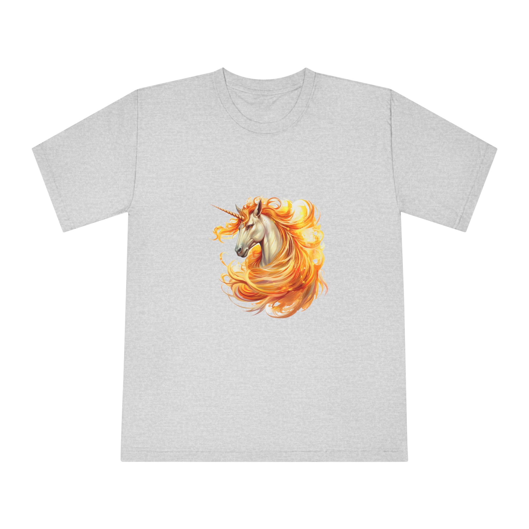 Unicorn With Yellow Mane Orange Orange Flames Unisex Classic Crewneck T Shirt - Image 13