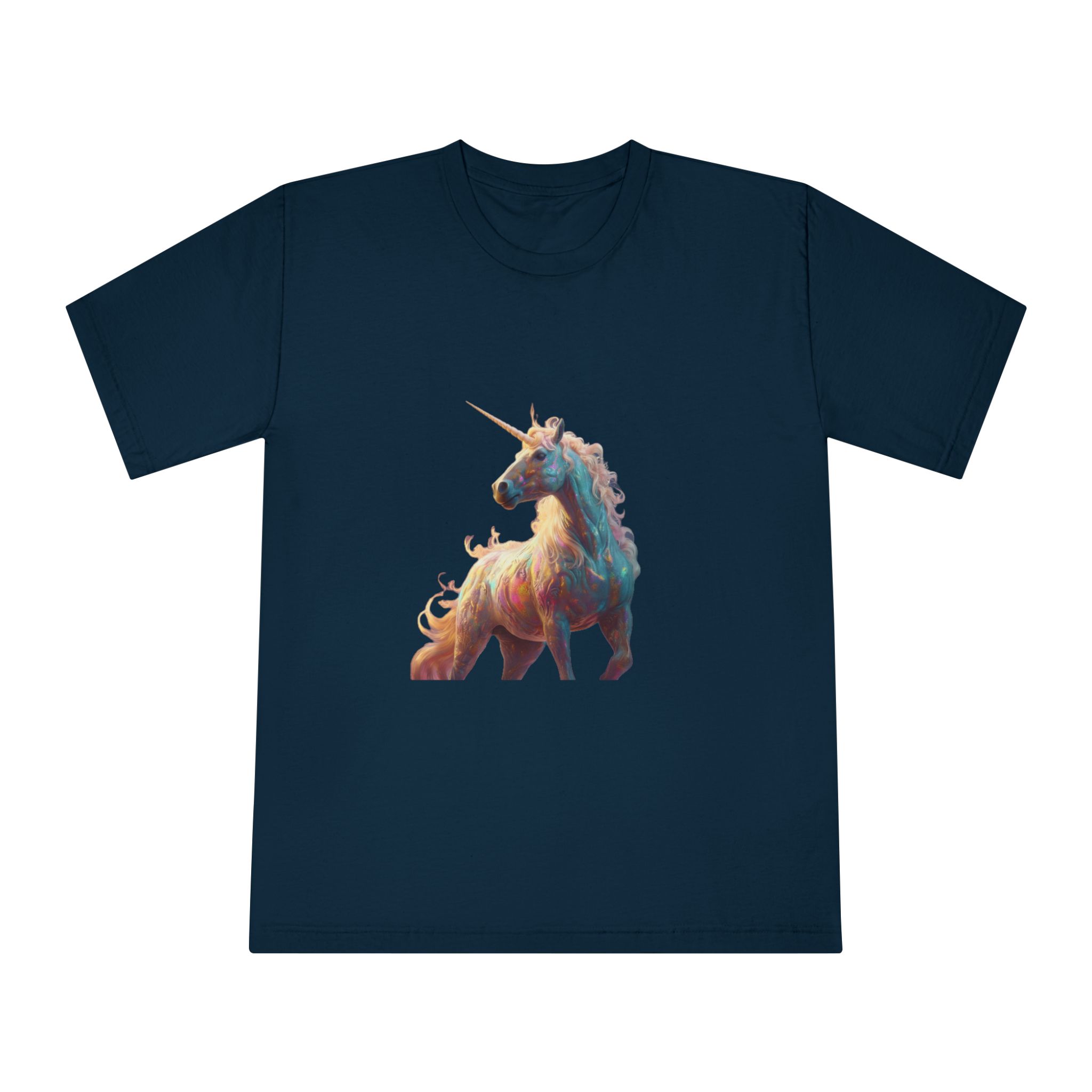 Unicorn With Long Mane Colorful Mane Standing Hill Generative Ai Unisex Classic Crewneck T Shirt - Image 17