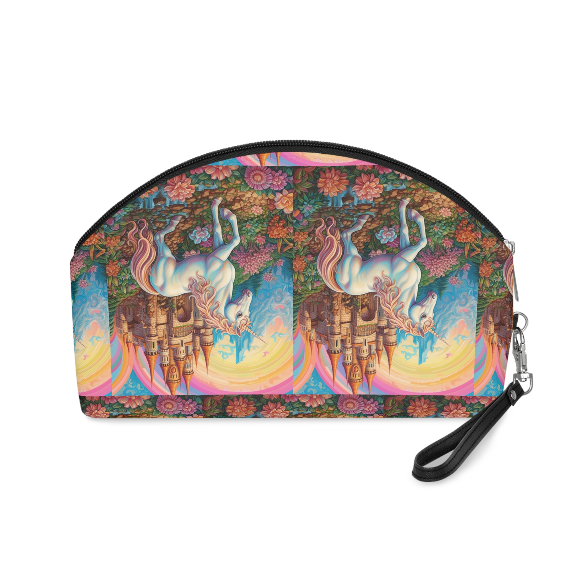 Painting Unicorn Fantasy Setting With Castle Background Generative Ai Copy Makeup Bag - Image 2