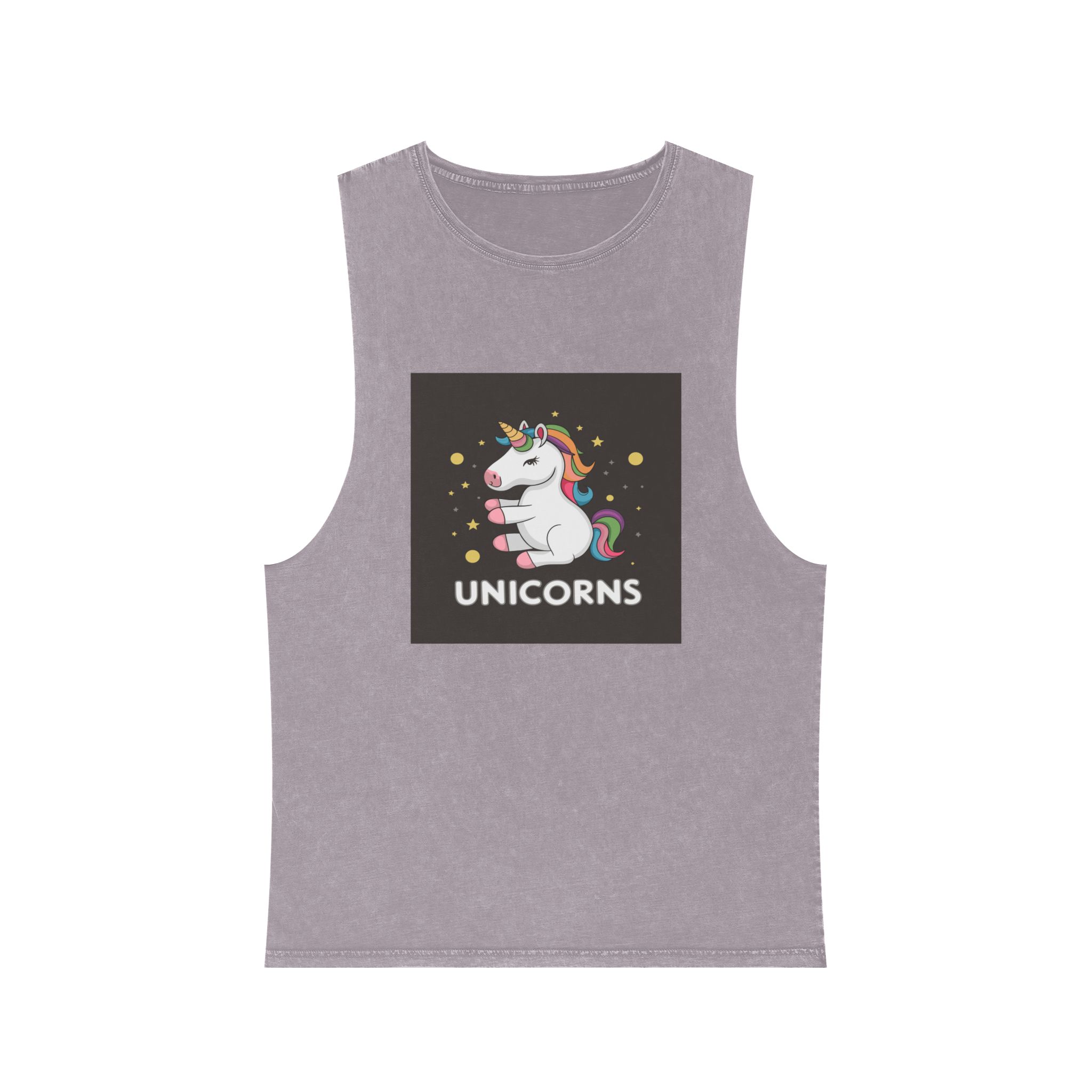 Cute Unicorn Illustration T Shirt Design Unicorn Vector Unicorn Princess Cartoon Vector Unisex Stonewash Tank Top - Image 17