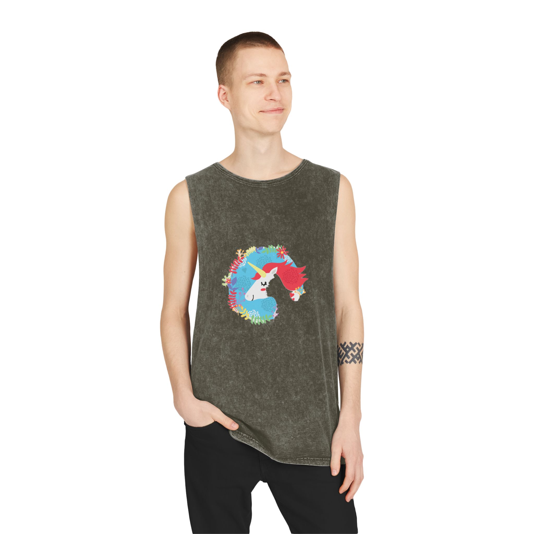 Unicorn V62 Unisex Stonewash Tank Top - Image 7