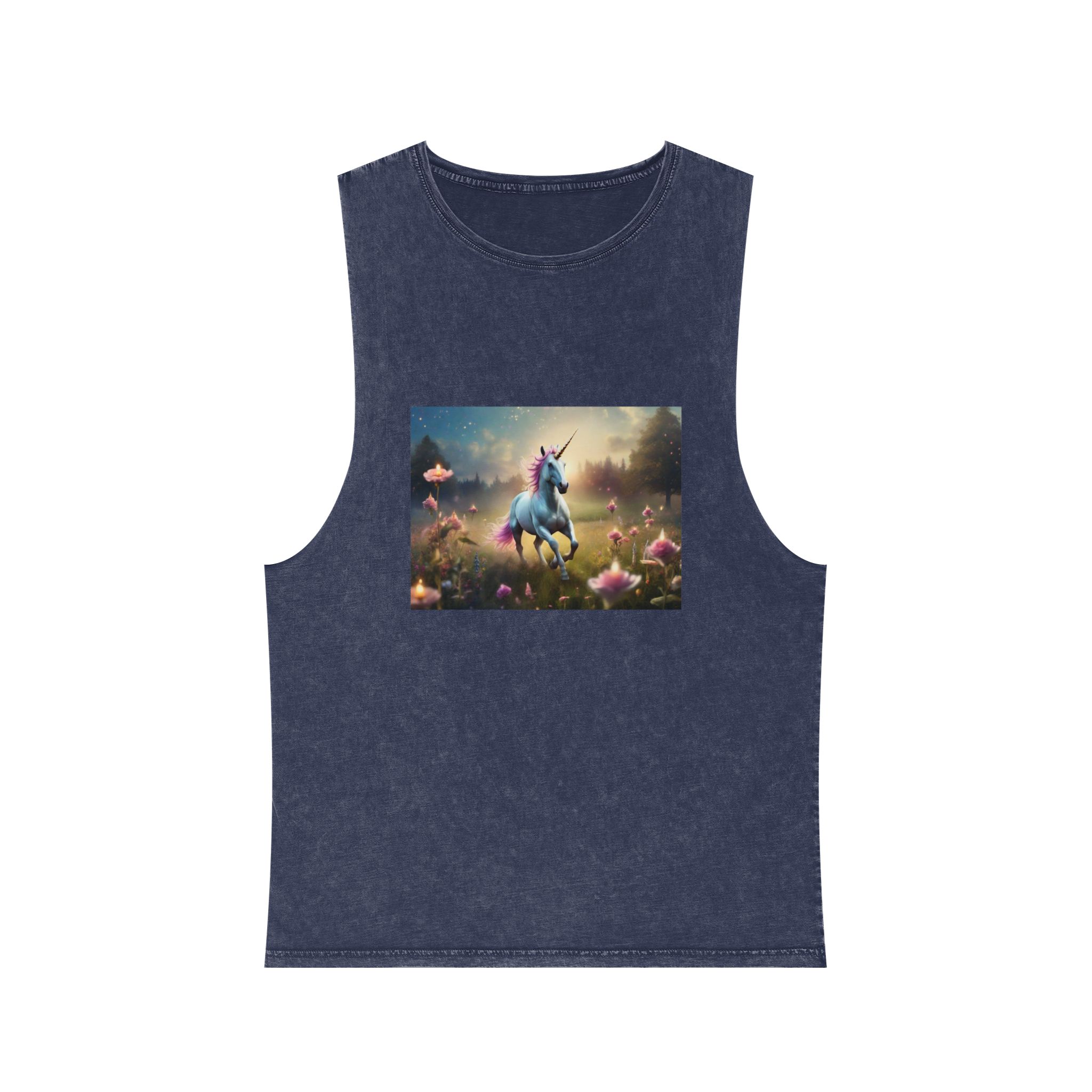 Beautiful Unicorn Running Magical Meadow Unicorn Background Images Whimsical Unicorn (19) Unisex Stonewash Tank Top - Image 13