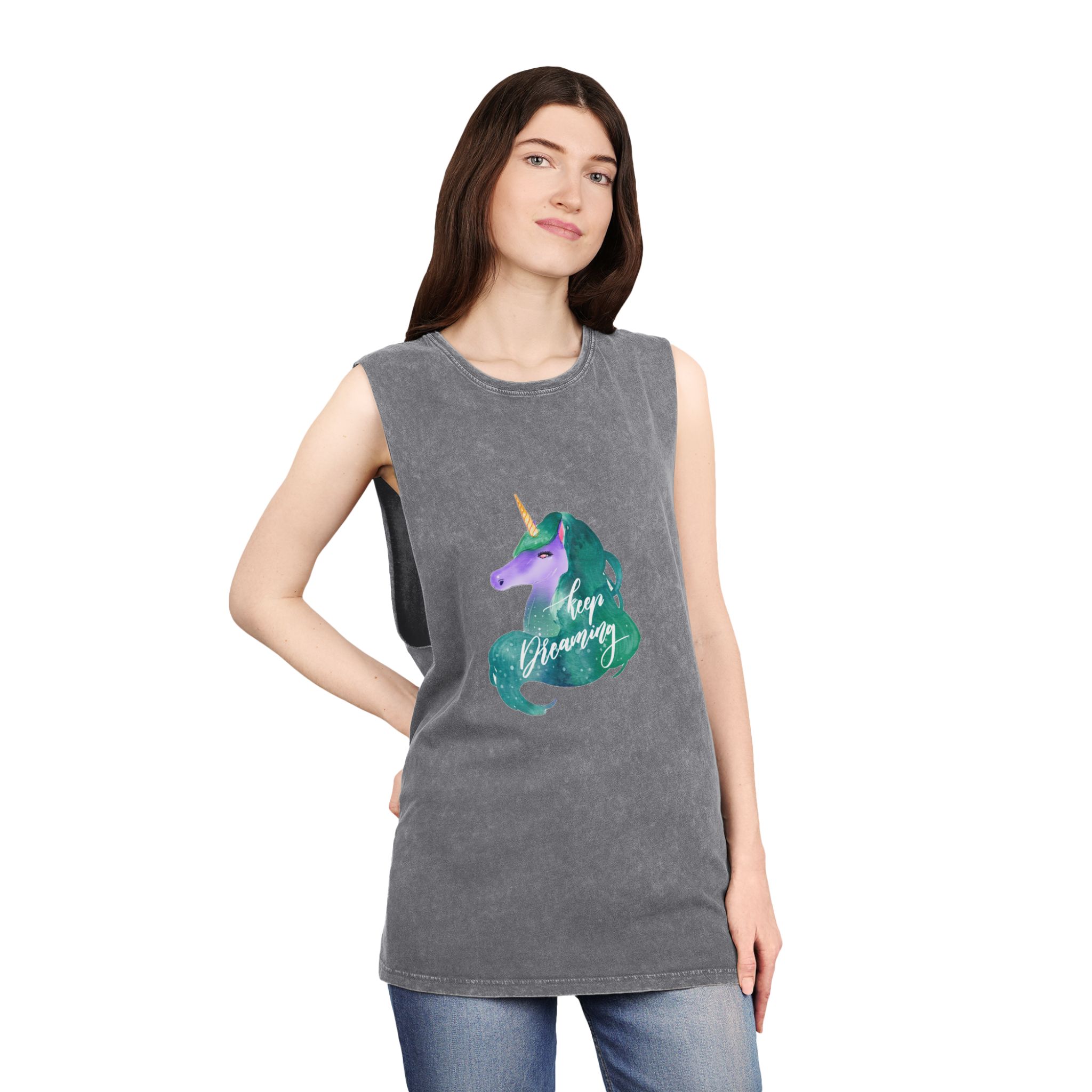 Unicorn V47 Unisex Stonewash Tank Top - Image 12