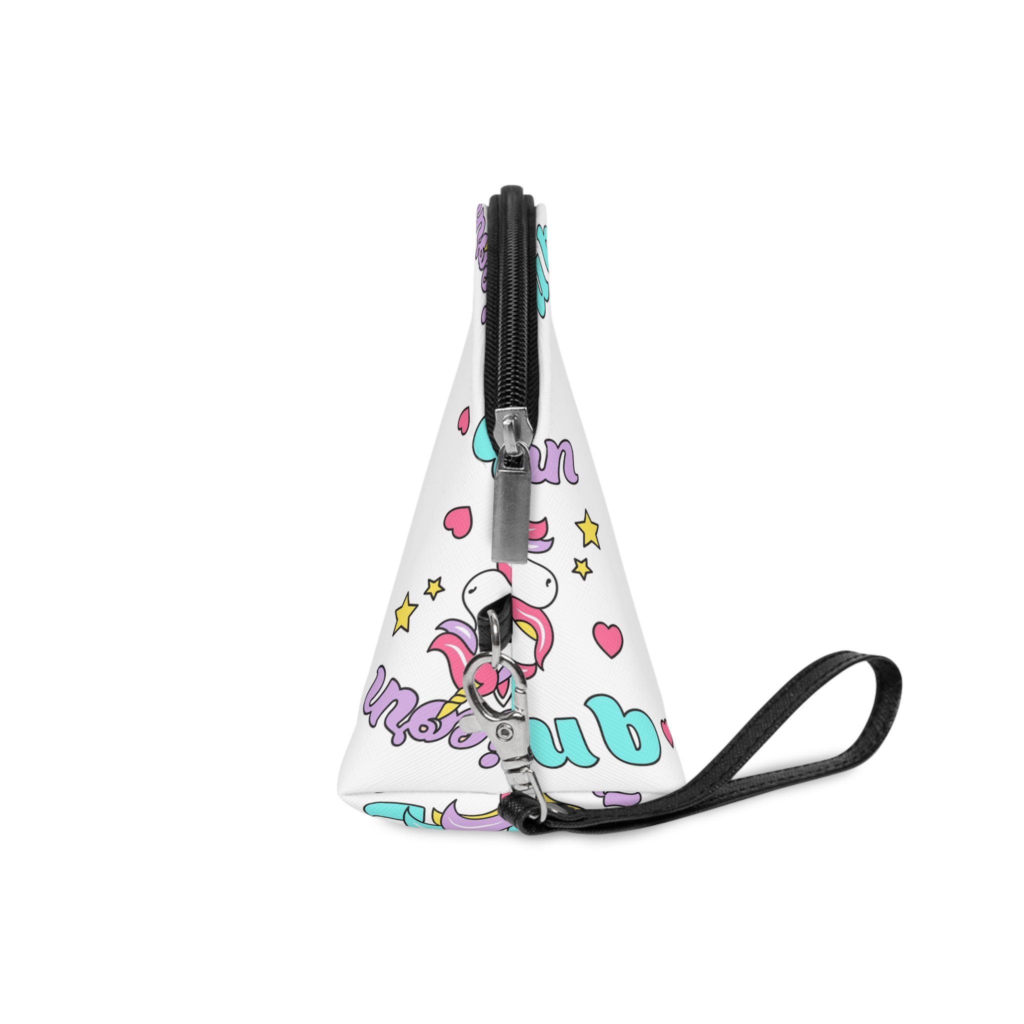 Unicorn Club Text With Colorful Hair Unicorn Makeup Bag - Image 3