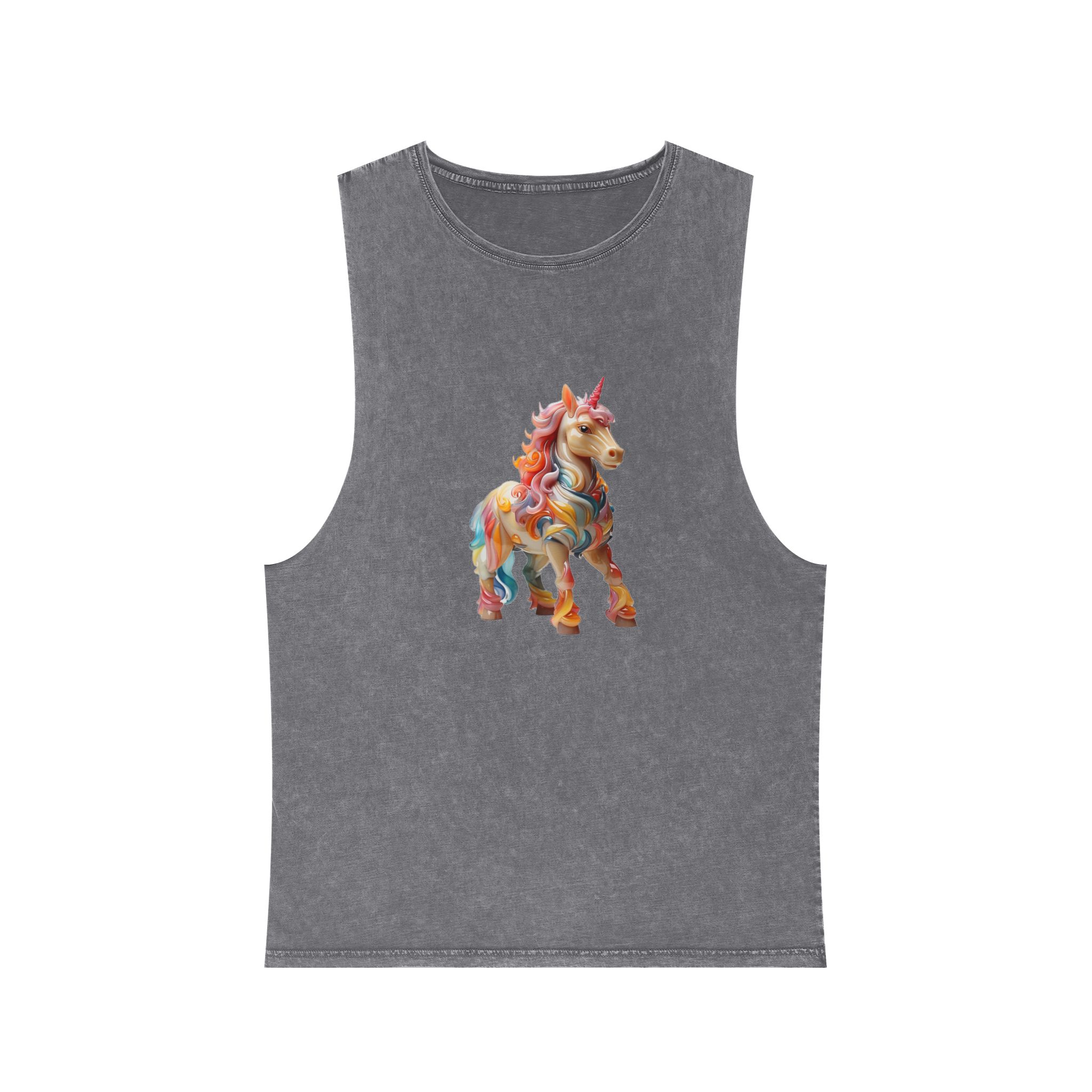 Colorful 3d Mythical Unicorn (1) Copy Unisex Stonewash Tank Top - Image 9