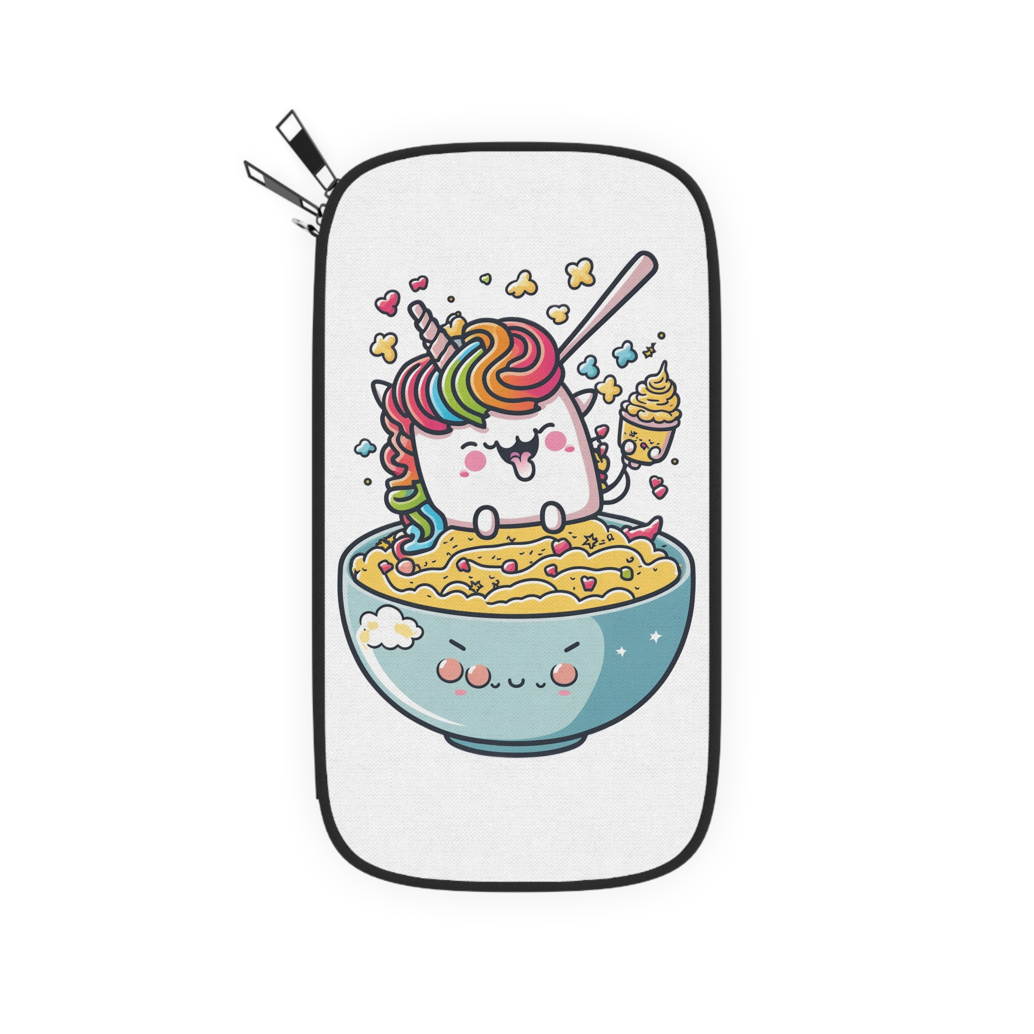 Cute Kawaii Unicorn Graphic Eating Ramen Passport Wallet - Image 2