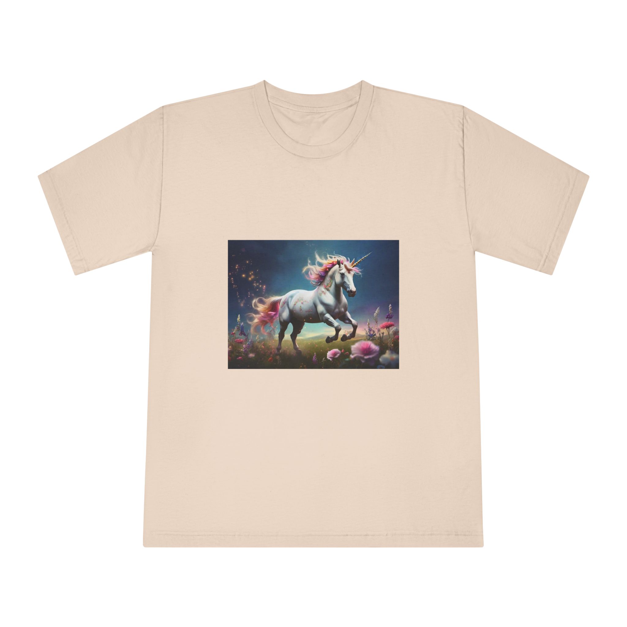 Beautiful Unicorn Running Magical Meadow Unicorn Background Images Whimsical Unicorn (18) Unisex Classic Crewneck T Shirt - Image 9