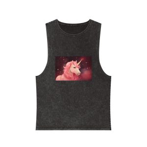 Pink Unicorn Fantastic Illustration (3) Unisex Stonewash Tank Top