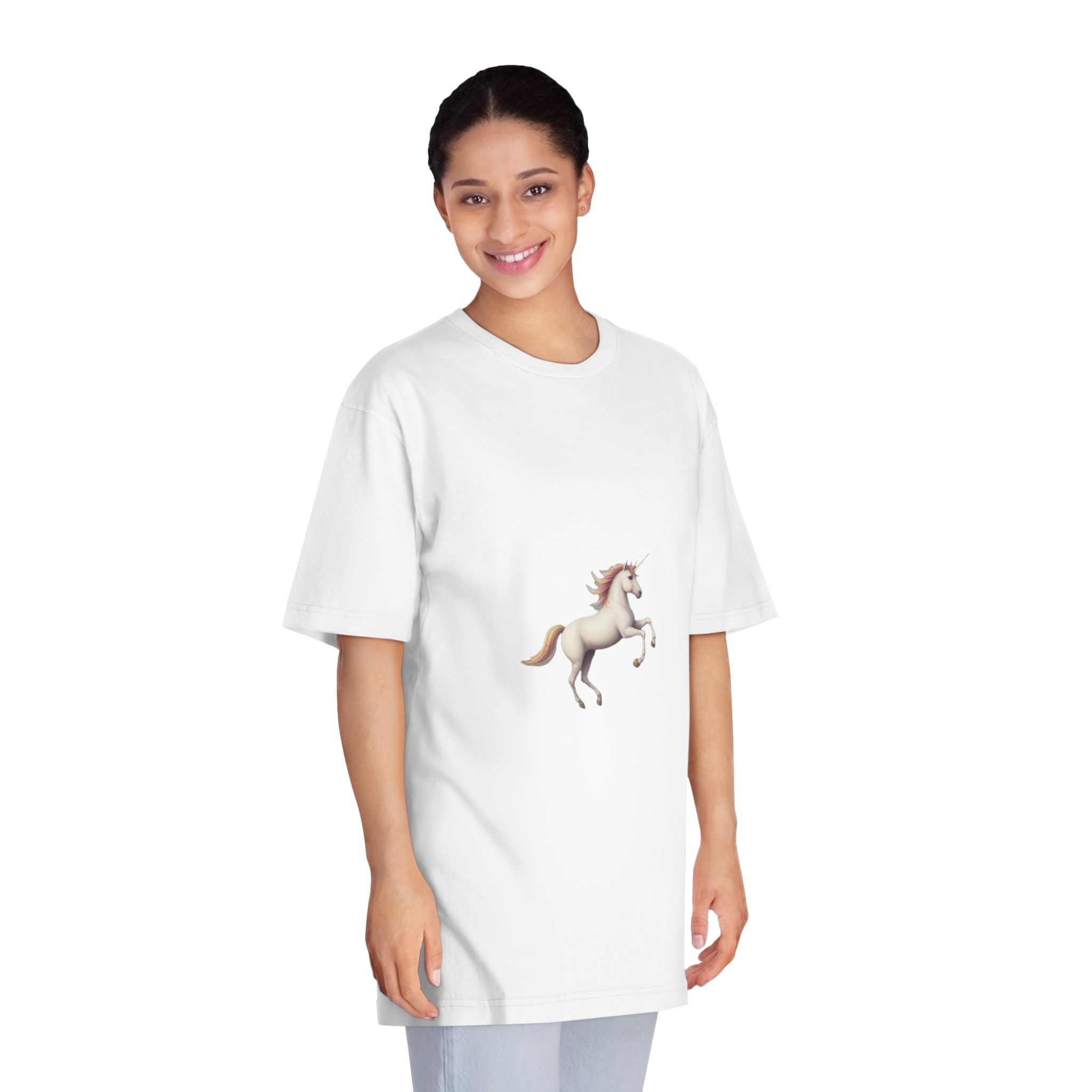 Beautiful Unicorn Running Magical Meadow Unicorn Background Images Whimsical Unicorn (42) Unisex Classic Crewneck T Shirt - Image 3