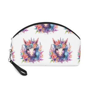 Cute Colorful Magic Unicorn With Flowers Watercolor Style (5) Makeup Bag