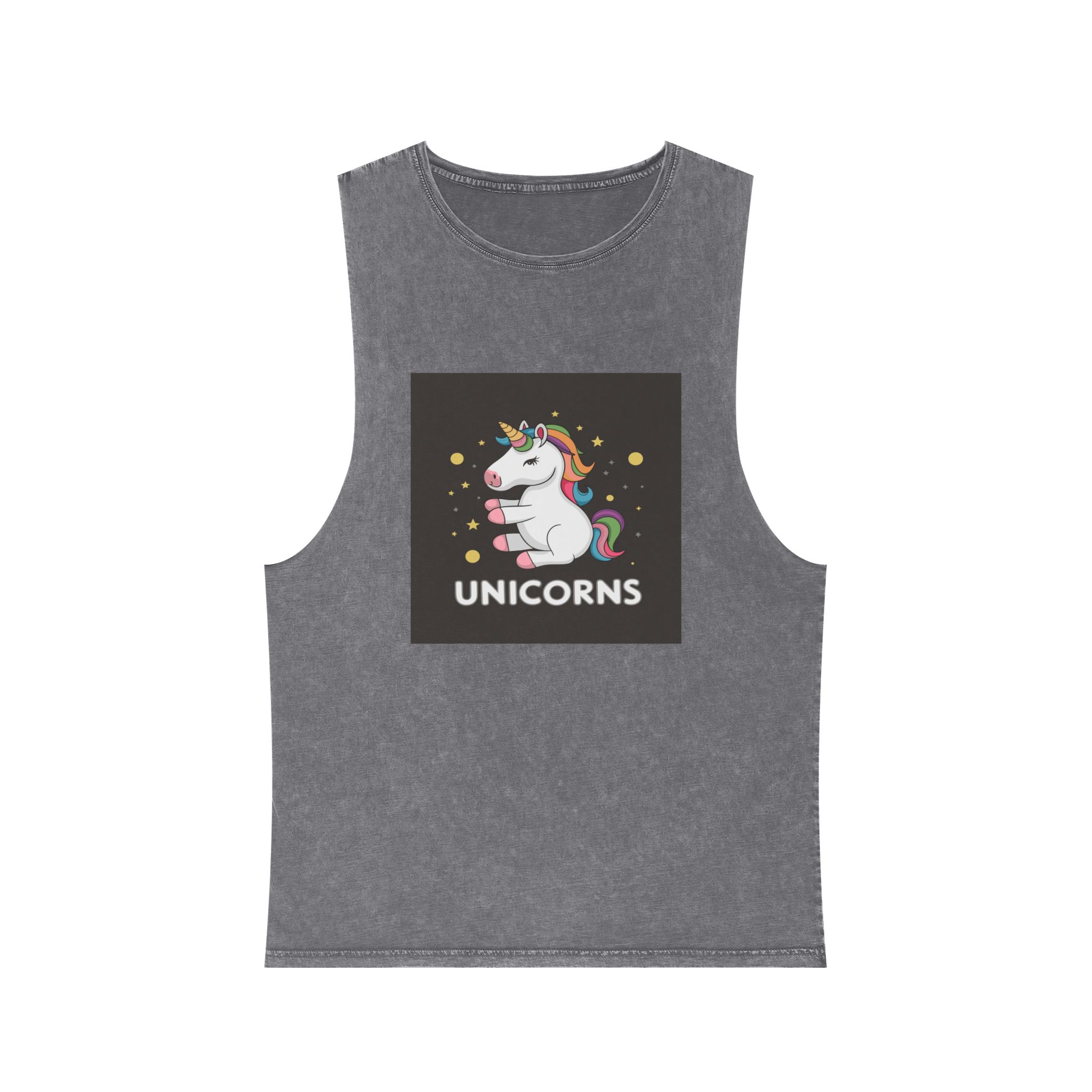 Cute Unicorn Illustration T Shirt Design Unicorn Vector Unicorn Princess Cartoon Vector Unisex Stonewash Tank Top - Image 9