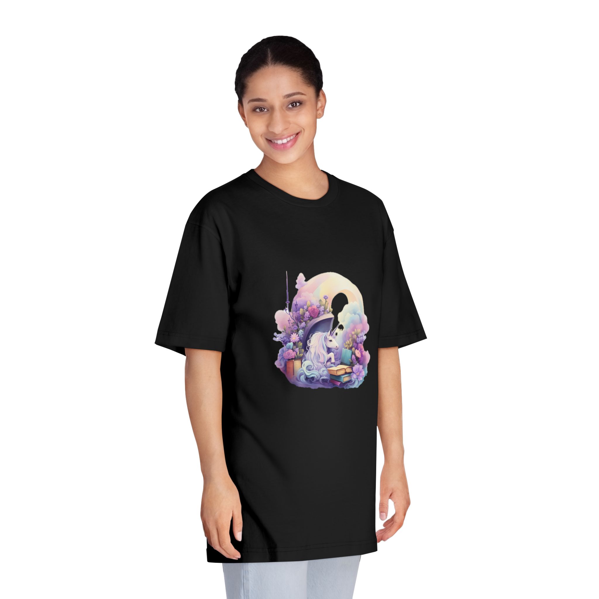 Watercolor Cozy Reading Book Set Hidden Realm Unicorns Fluffy Clipart Tshirt Isolated Unisex Classic Crewneck T Shirt - Image 7