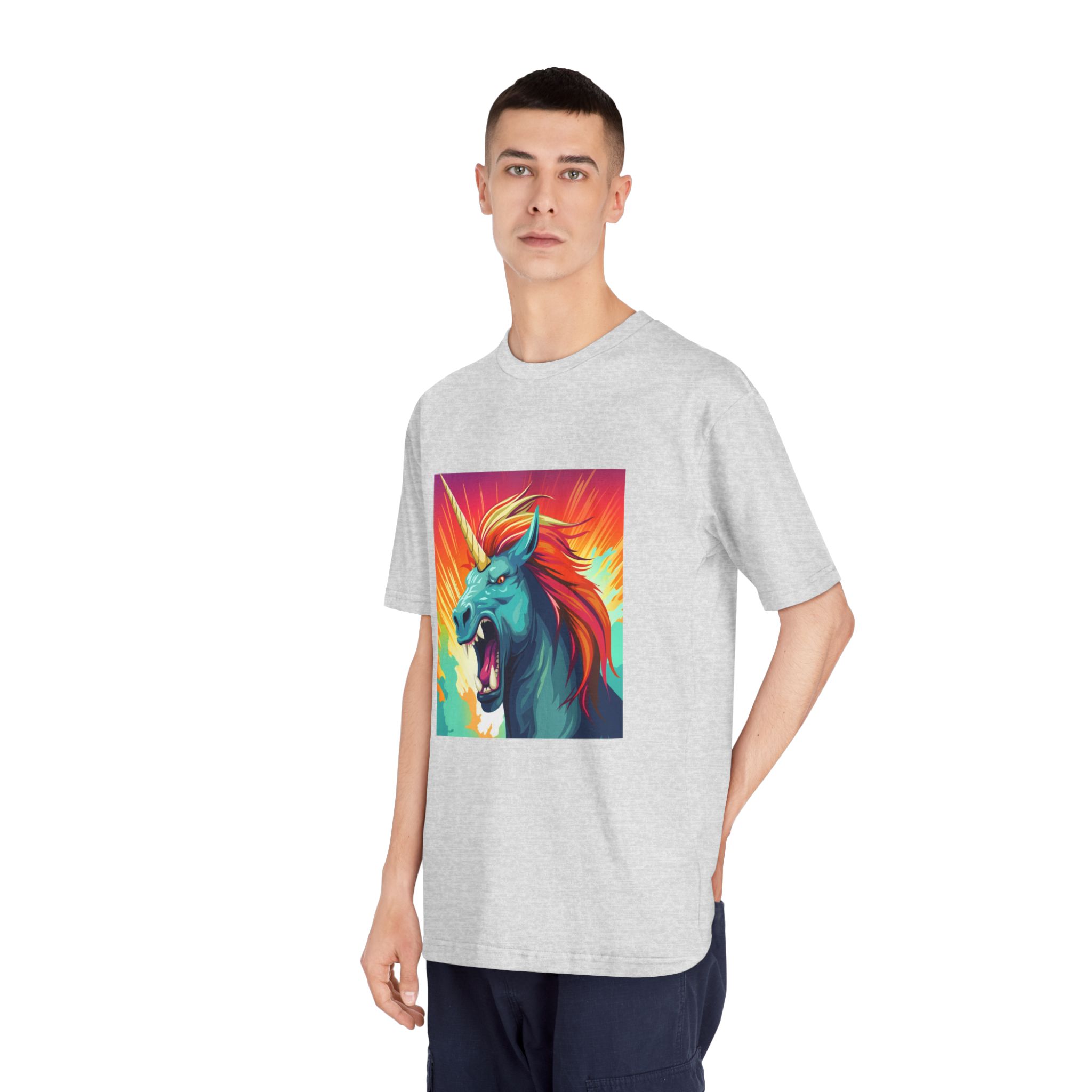 Illustration Unicorn With Colorful Mane Yellow Horn Generative Ai Unisex Classic Crewneck T Shirt - Image 16