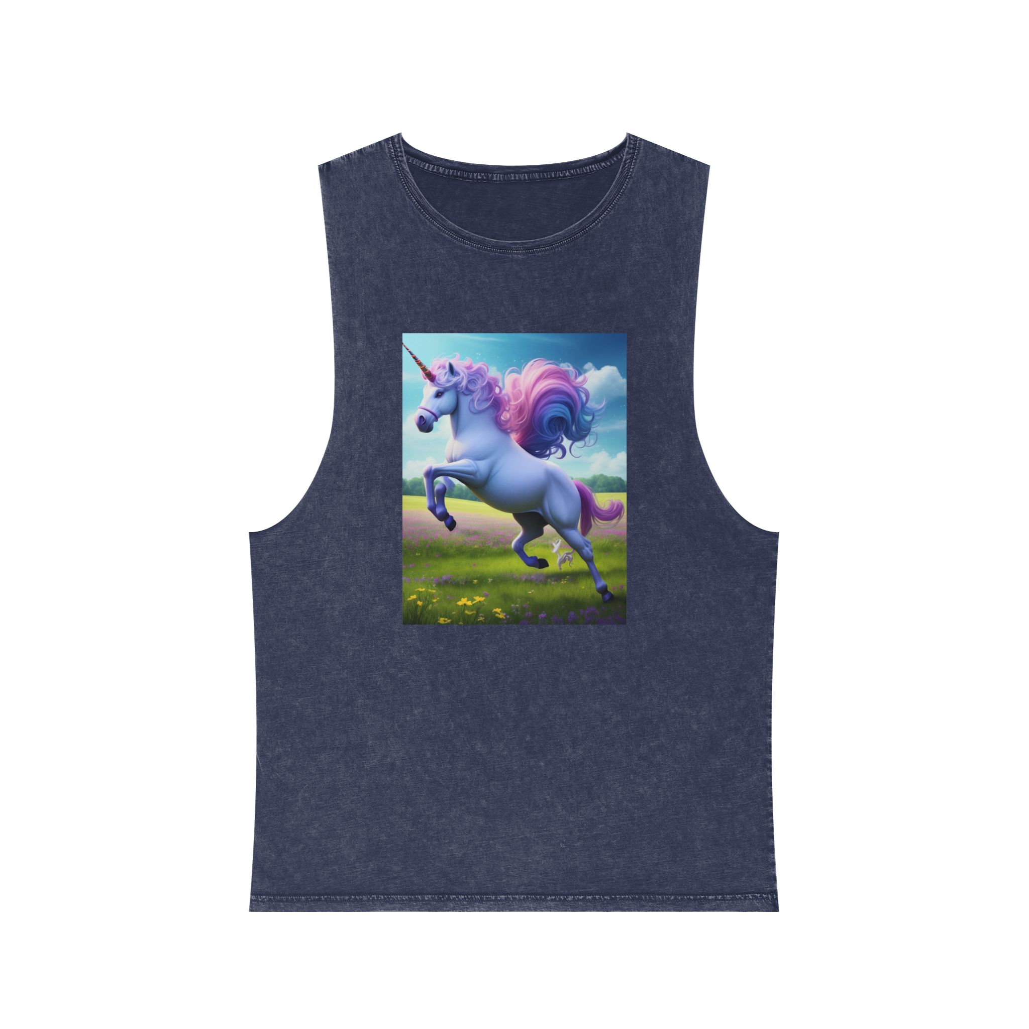 Beautiful Unicorn Running Magical Meadow Unicorn Background Images Whimsical Unicorn (26) Unisex Stonewash Tank Top - Image 13