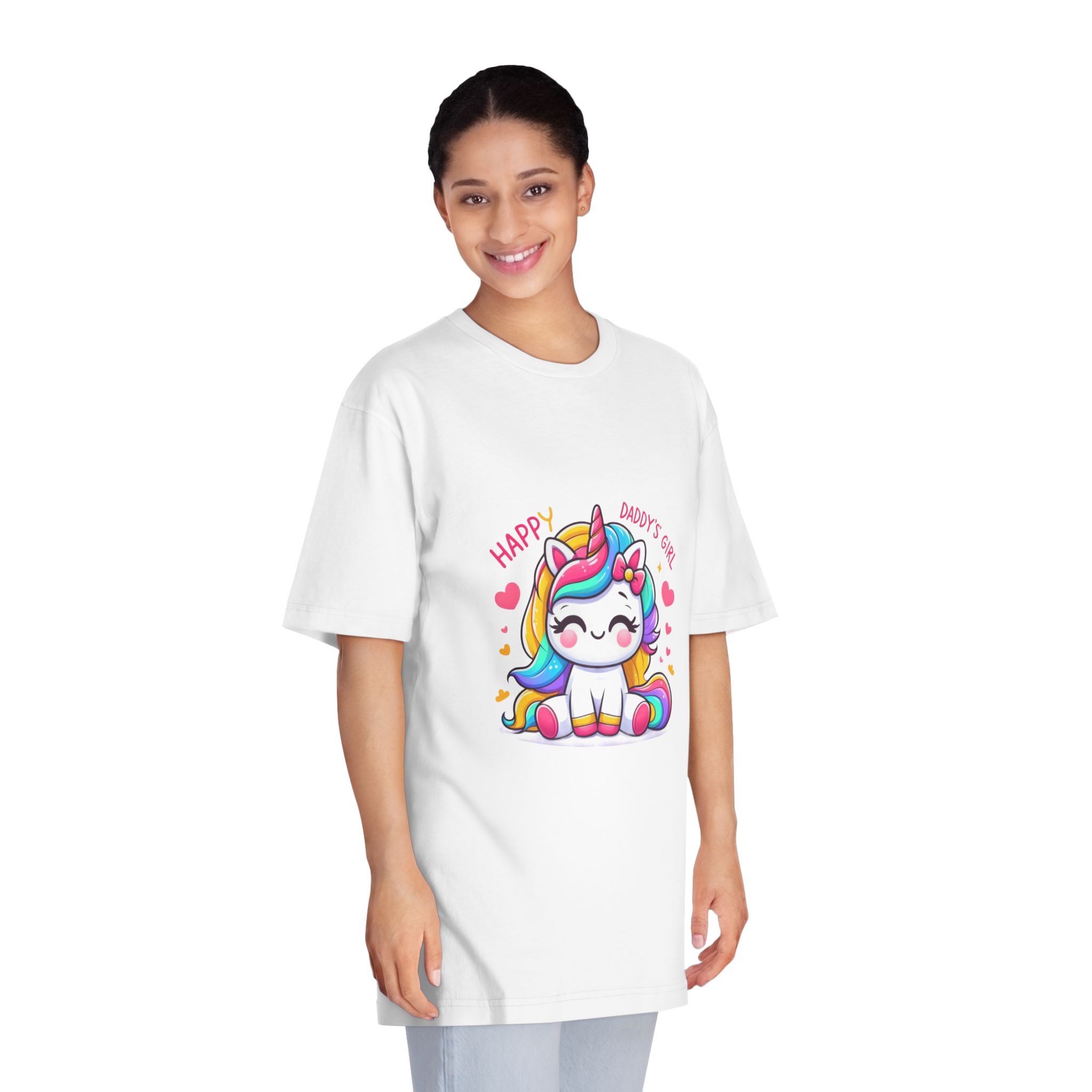 Happy Daddys Girl Unicorn Unisex Classic Crewneck T Shirt - Image 3