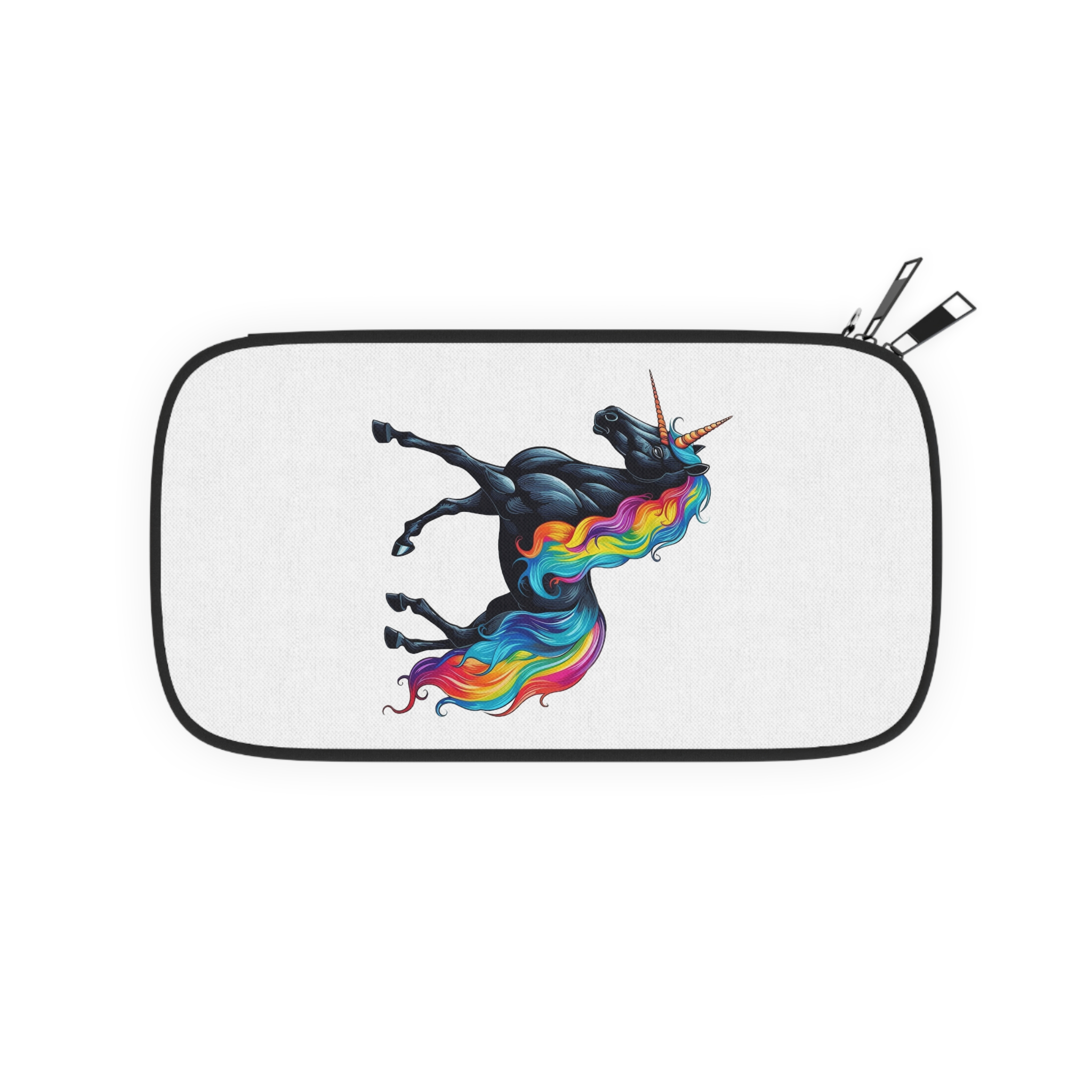 Black Unicorn With Rainbow Mane Horn Generative Ai Passport Wallet