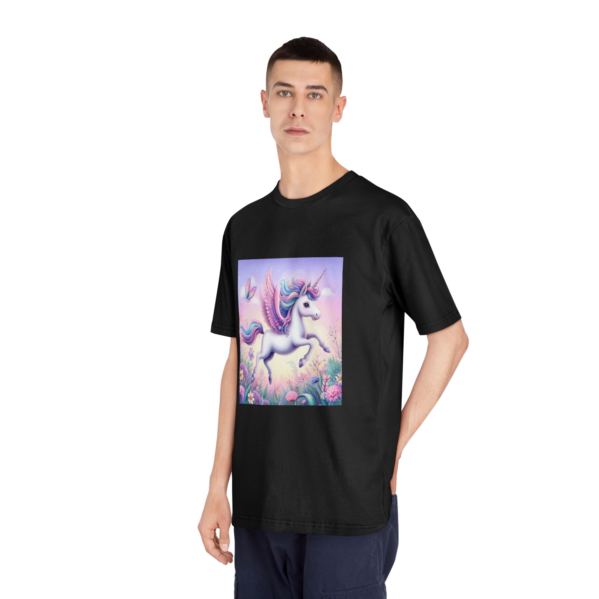 Beautiful Unicorn Running Magical Meadow Unicorn Background Images Whimsical Unicorn (41) Unisex Classic Crewneck T Shirt - Image 8