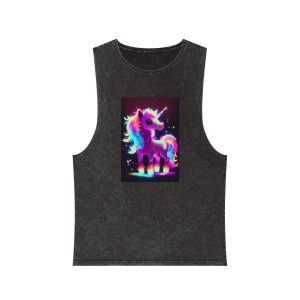 Cute Kawaii Horse Glowing Colorful Generative Ai Unisex Stonewash Tank Top