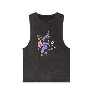 Happy Unicorn Unisex Stonewash Tank Top