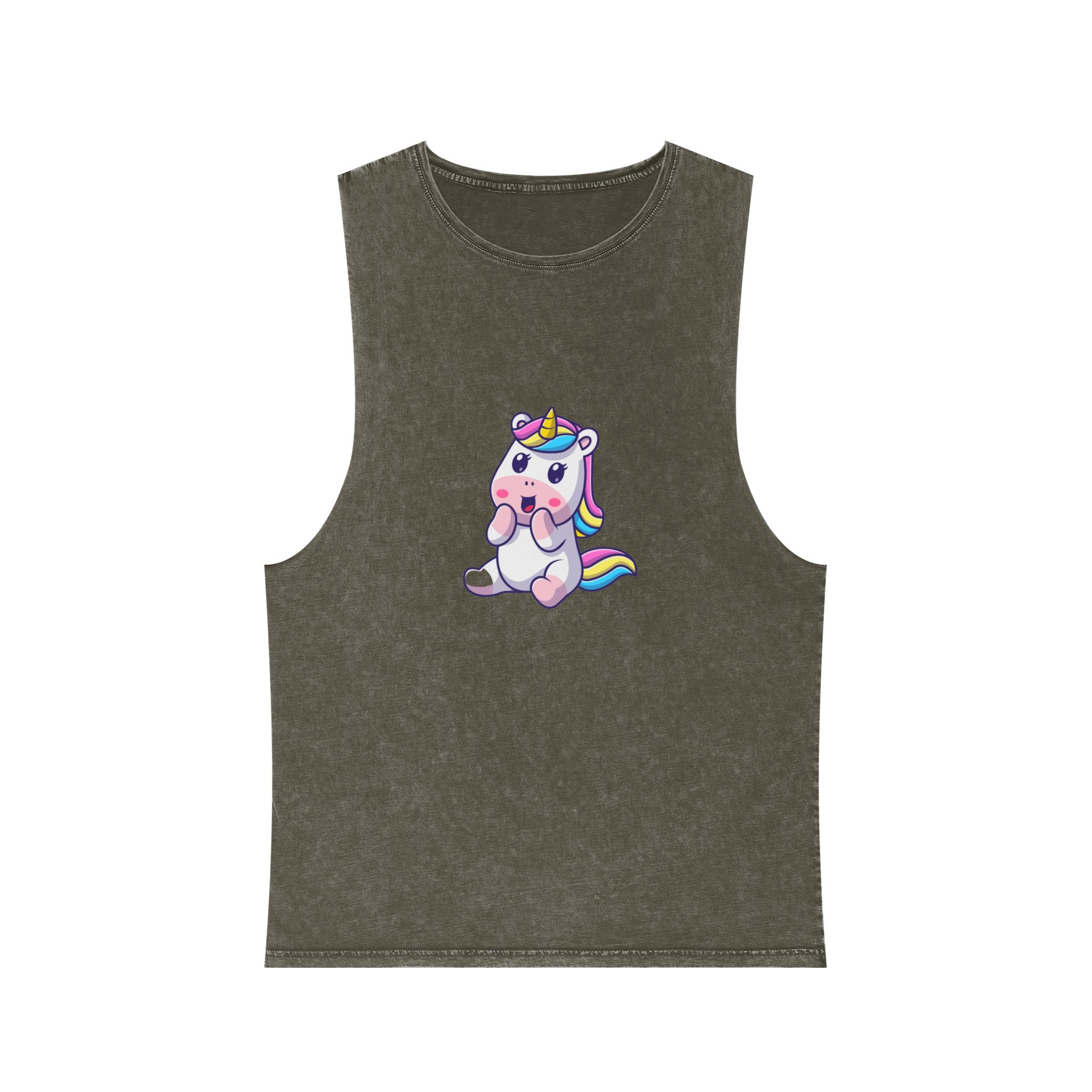 Cute Unicorn Happy Unisex Stonewash Tank Top - Image 5